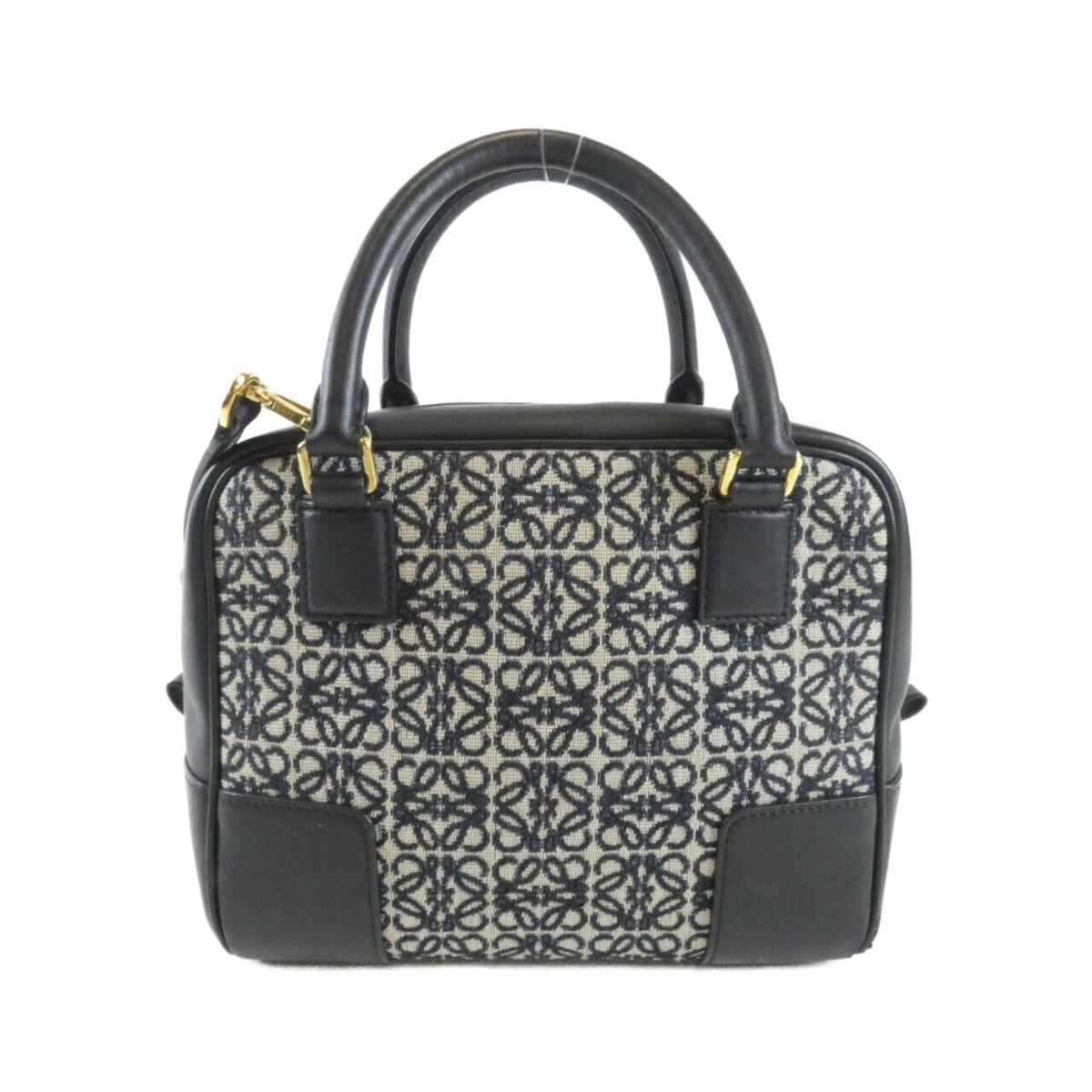 Loewe Black Navy Canvas Leather Handbag (Pre-Owned)