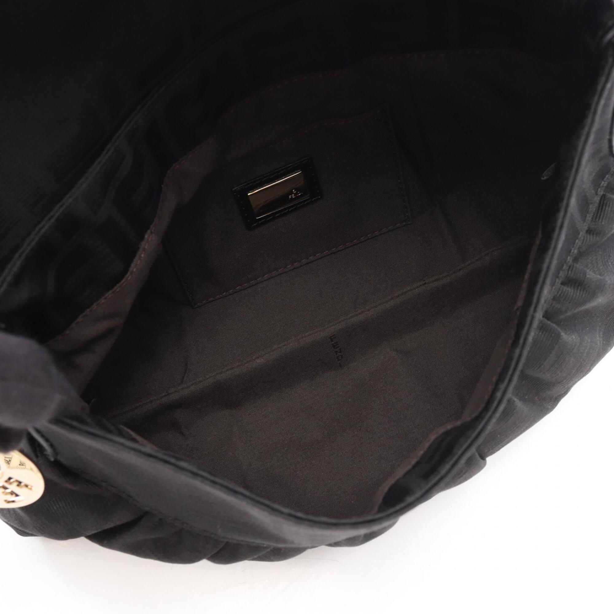 Fendi Black Canvas Leather Handbag Shoulder Bag (Pre-Owned)