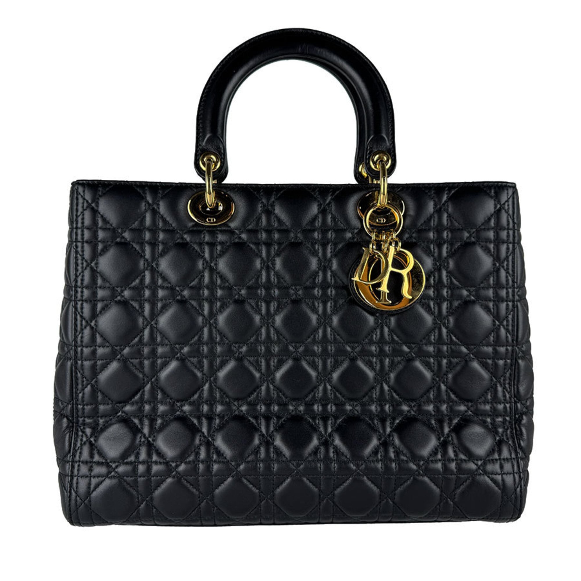 Christian Dior Black Leather Handbag Shoulder Bag (Pre-Owned)