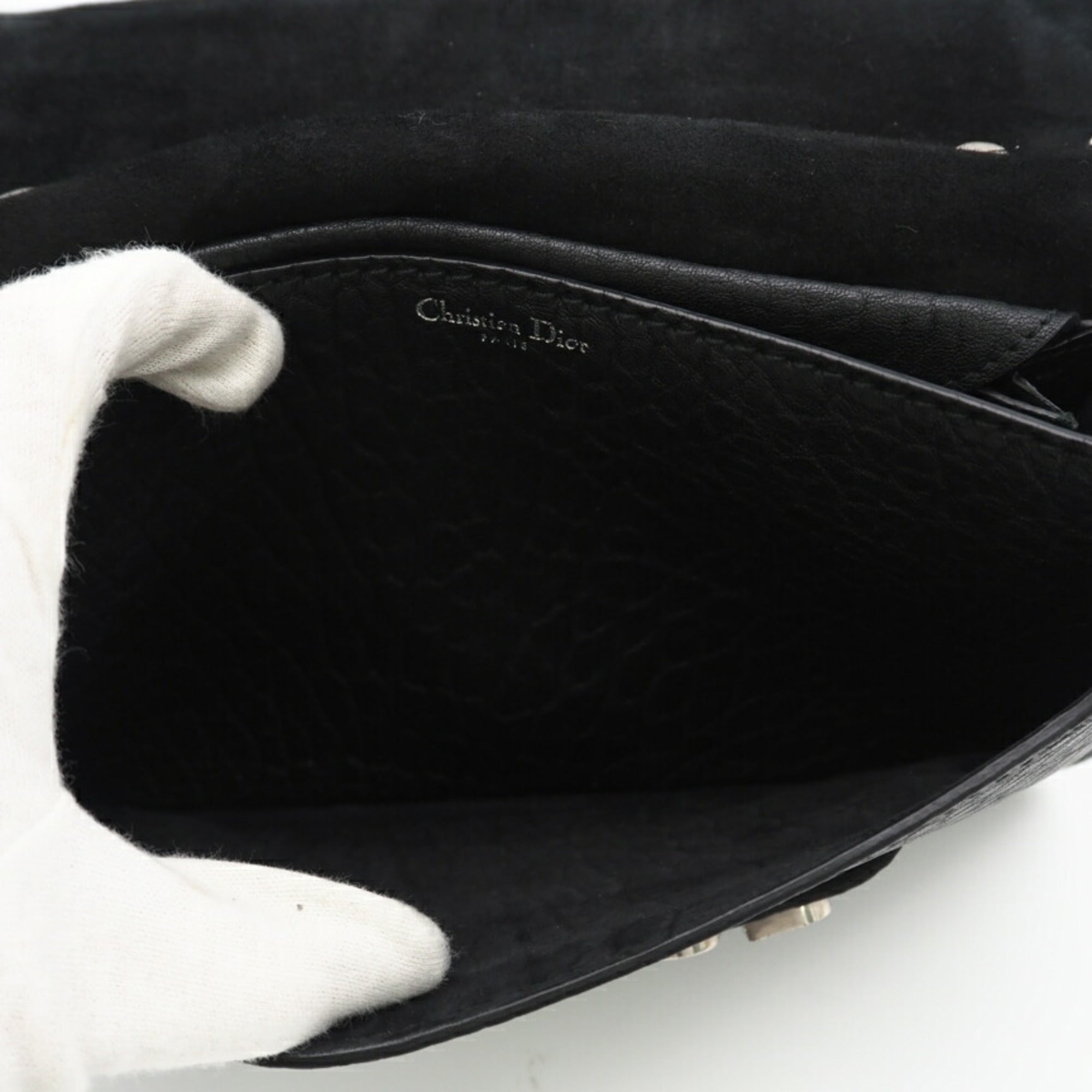 Christian Dior Black Blue White Leather Shoulder Bag (Pre-Owned)