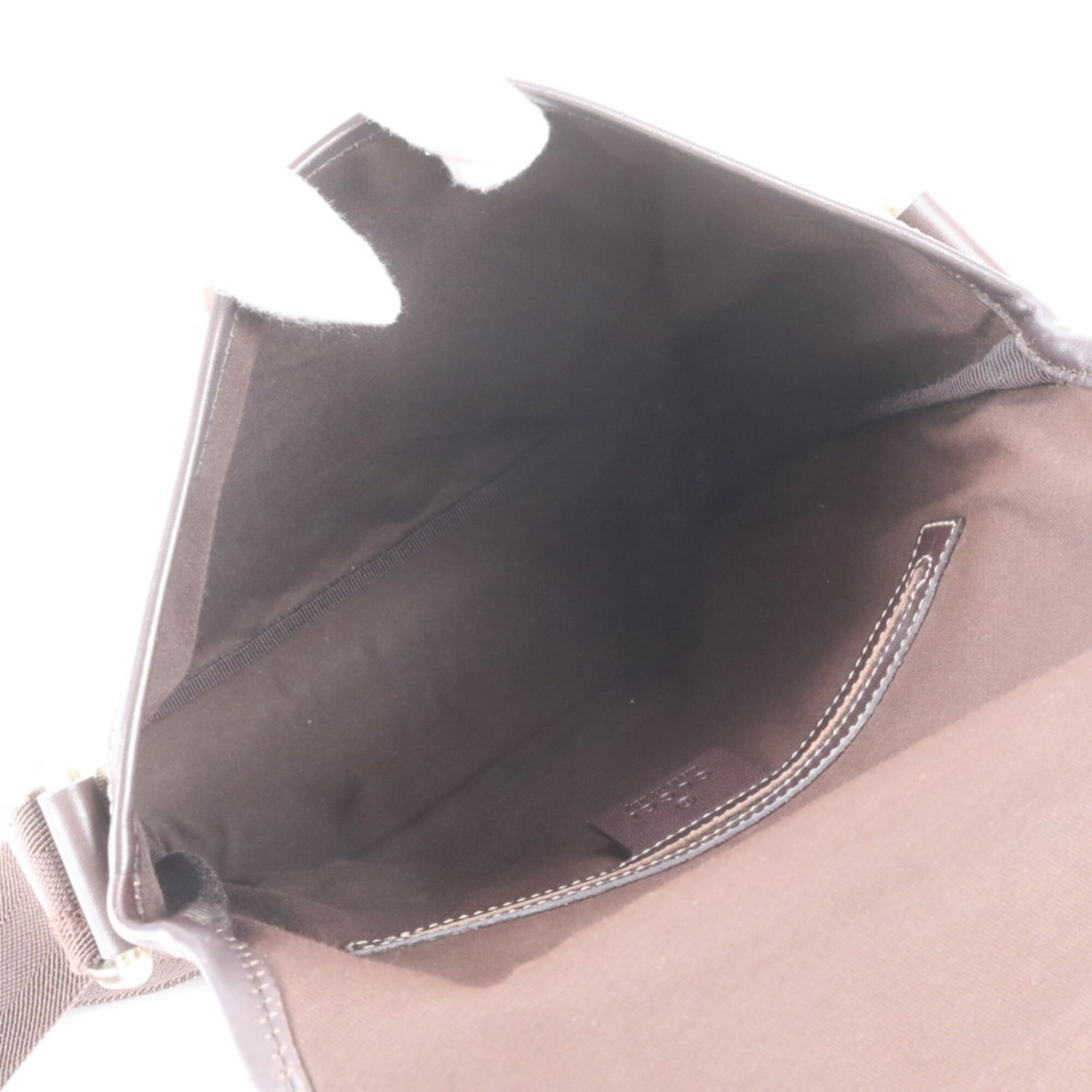Gucci Beige Leather Coated Canvas Messenger Bag Shoulder Bag (Pre-Owned)