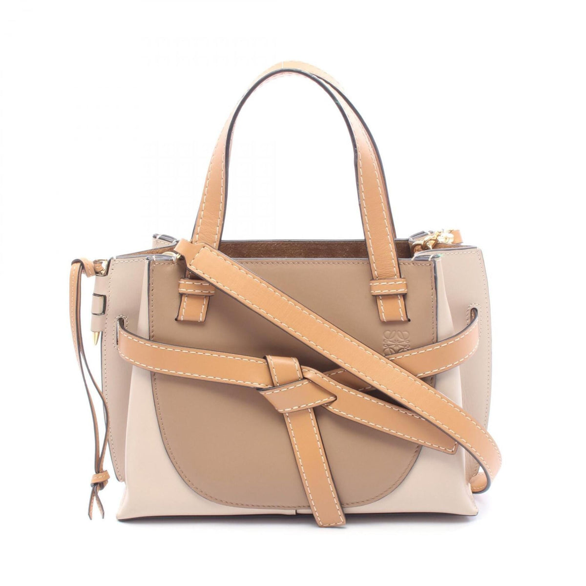 Loewe Beige Brown Leather Handbag (Pre-Owned)
