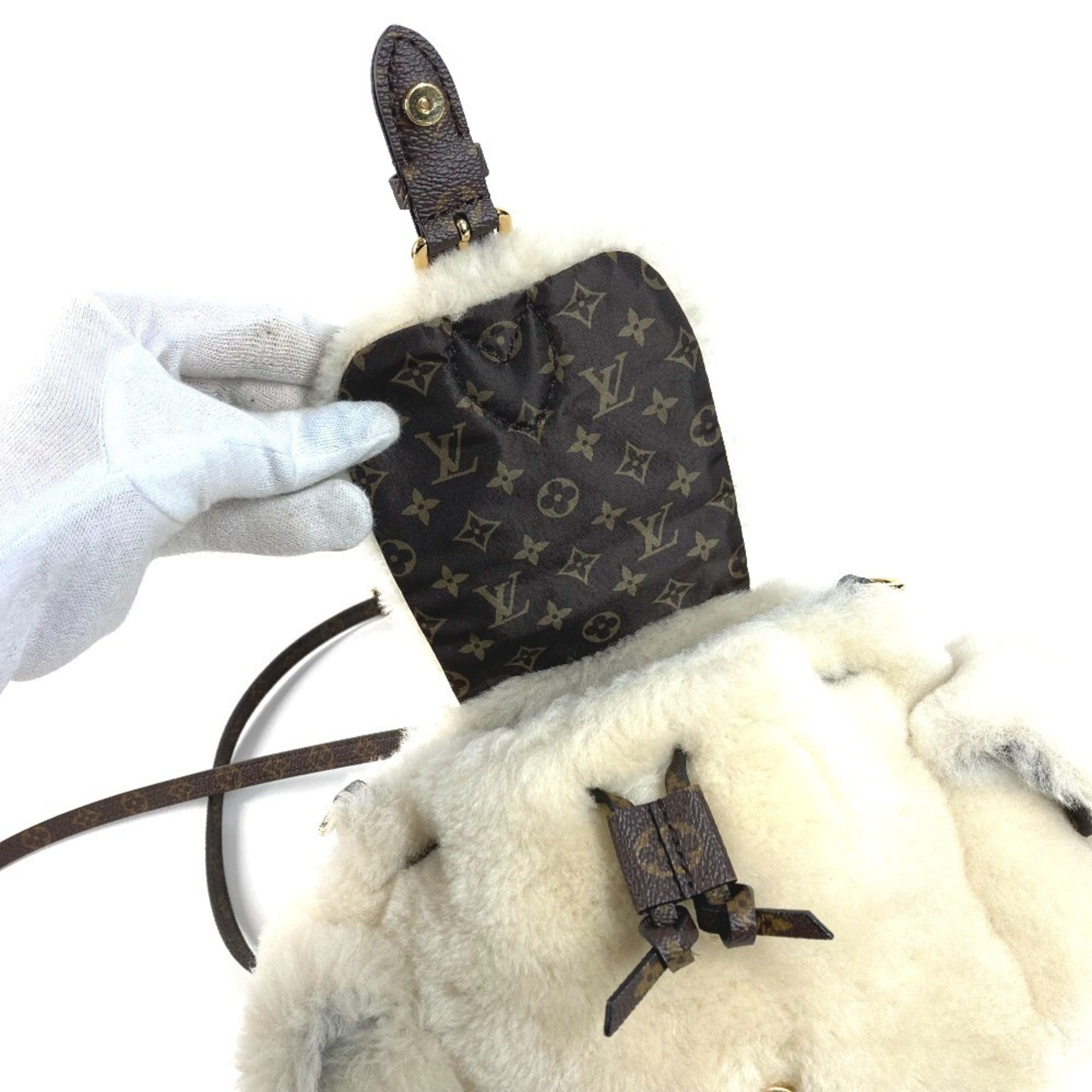 Louis Vuitton Beige Canvas Backpack Handbag Shoulder Bag (Pre-Owned)