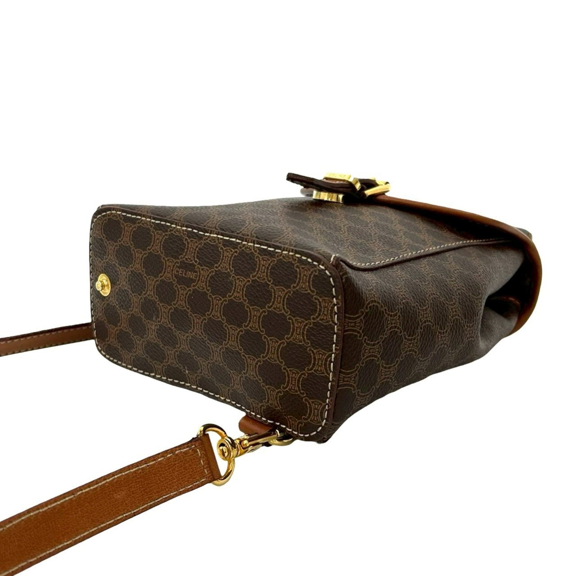Celine Brown Leather Pvc Handbag Sling Bag (Pre-Owned)