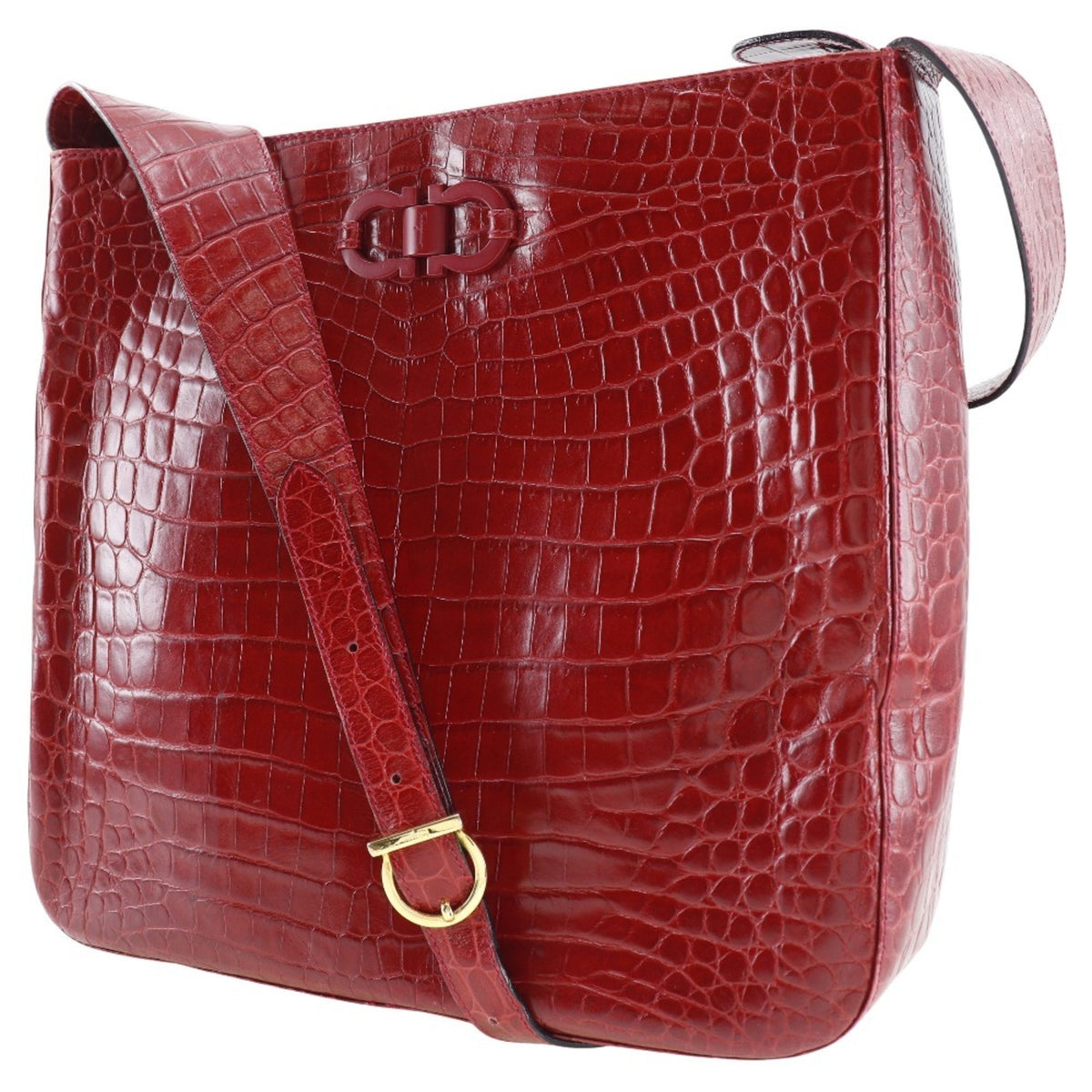 Salvatore Ferragamo Red Color Leather Shoulder Bag (Pre-Owned)