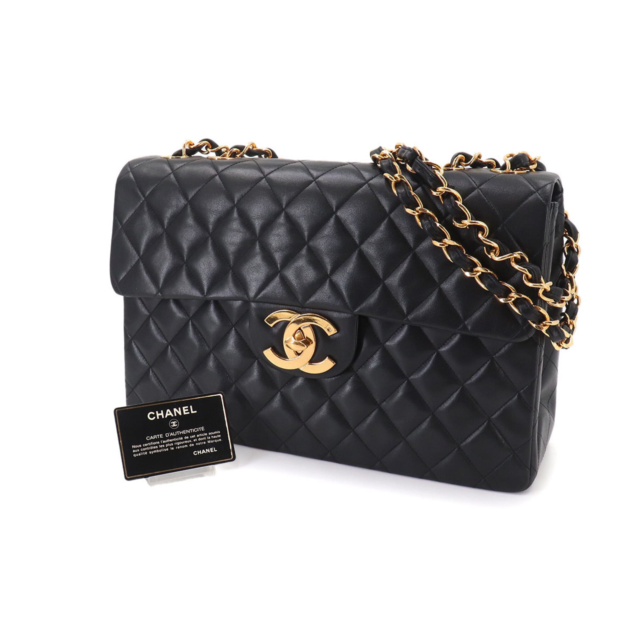 Chanel Matelasse Black Leather Handbag Shoulder Bag (Pre-Owned)