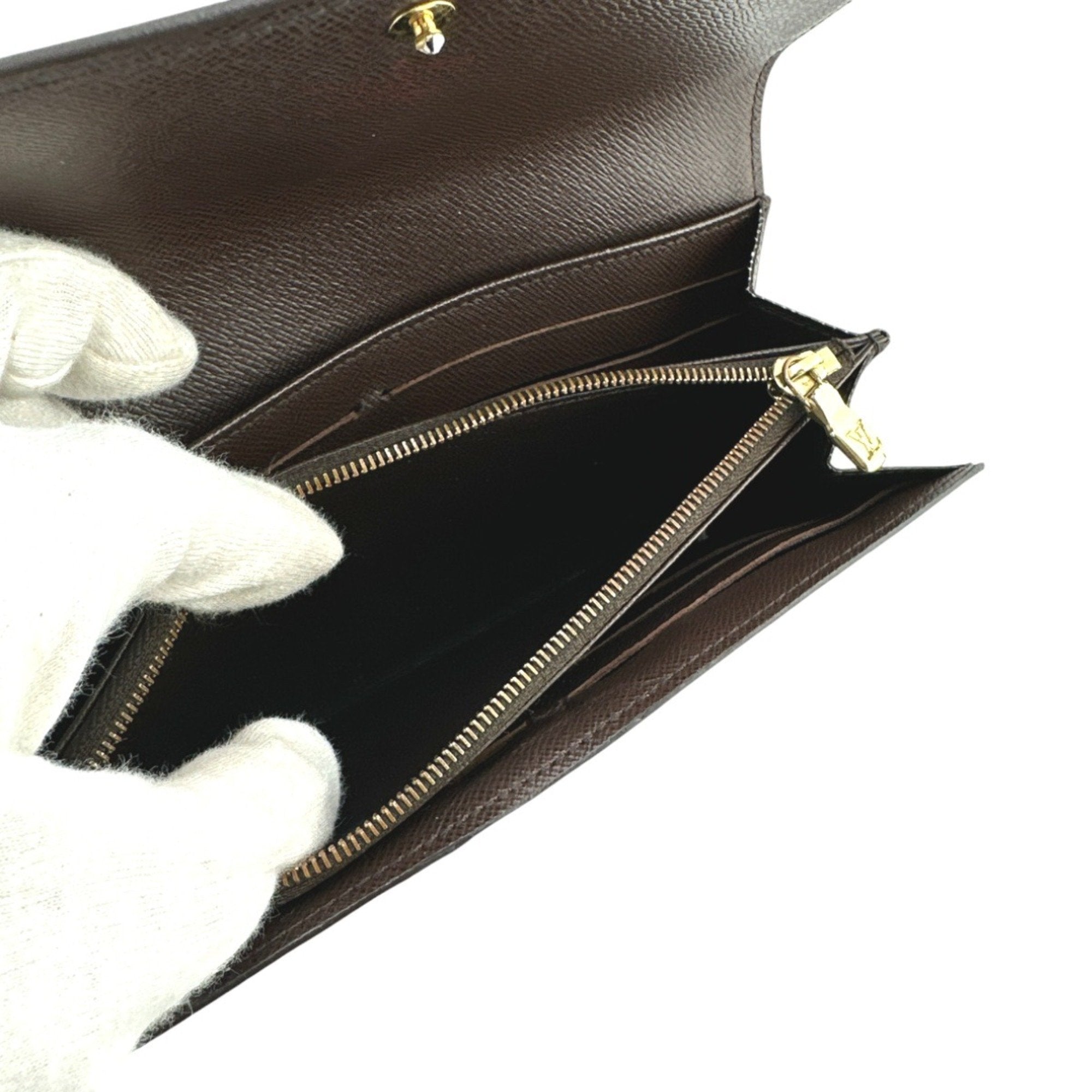 Louis Vuitton Brown Damier Canvas Long Wallet (Tri-Fold) (Pre-Owned)