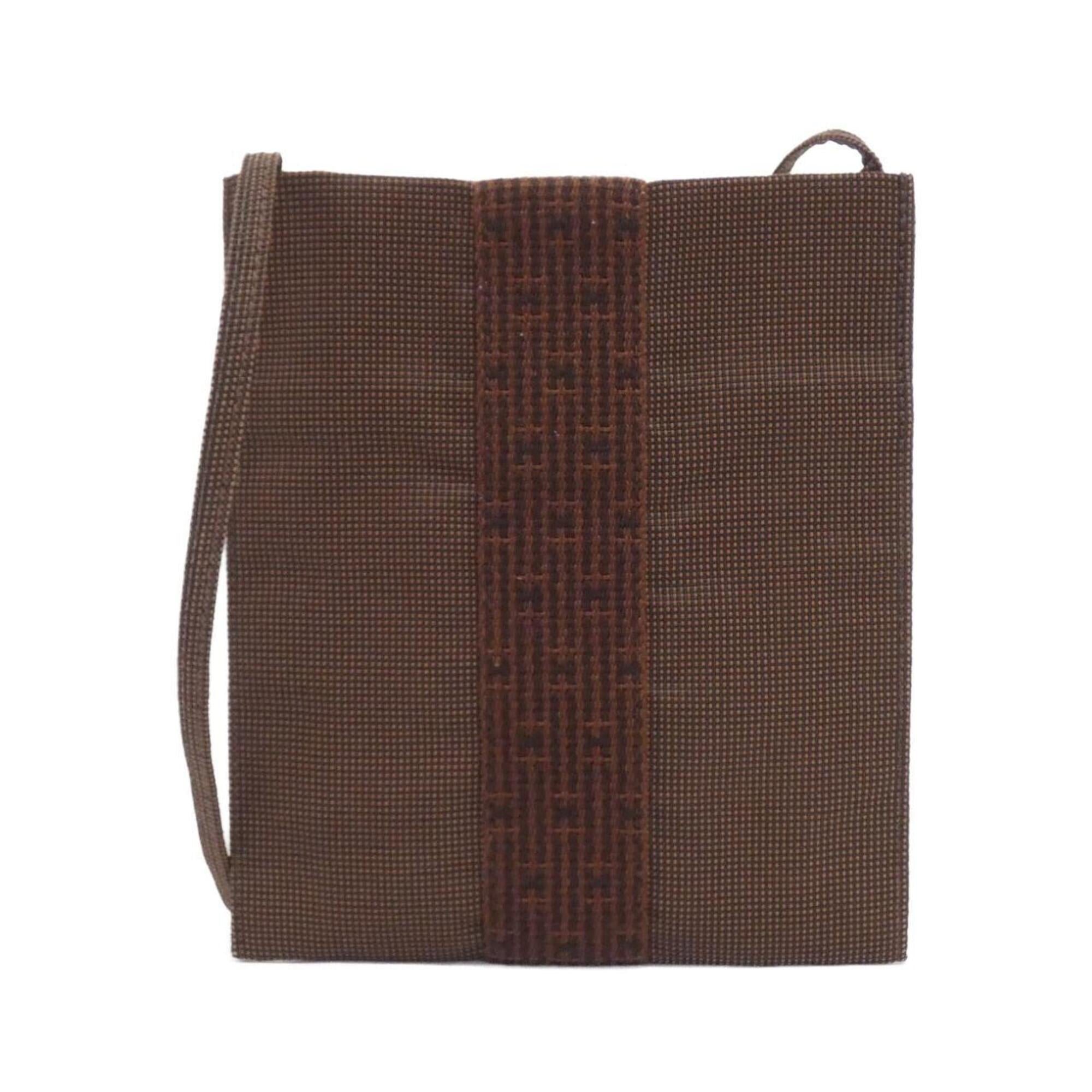 Hermes Brown Canvas Pochette Shoulder Bag (Pre-Owned)