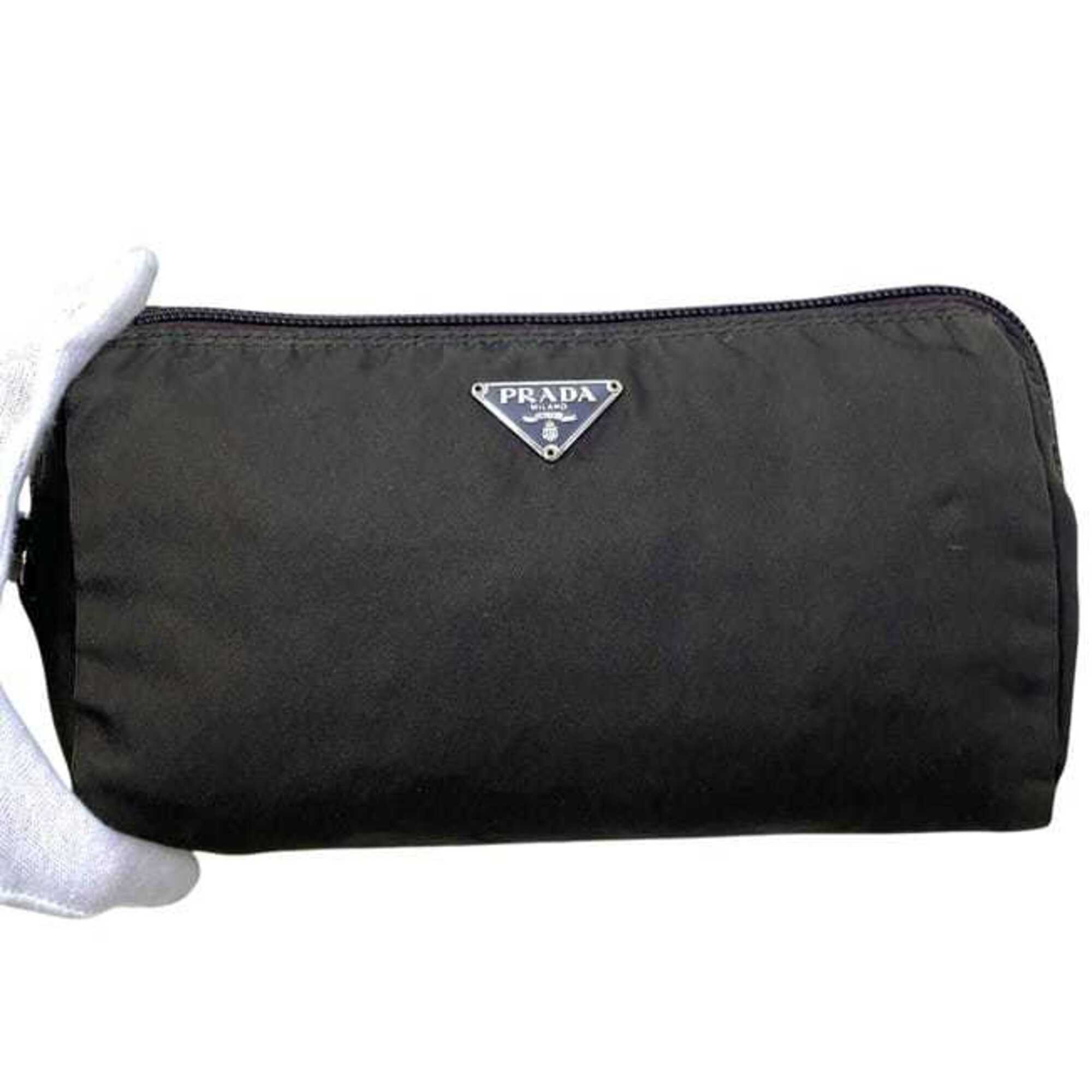 Prada Brown Dark Brown Nylon Pouch (Pre-Owned)