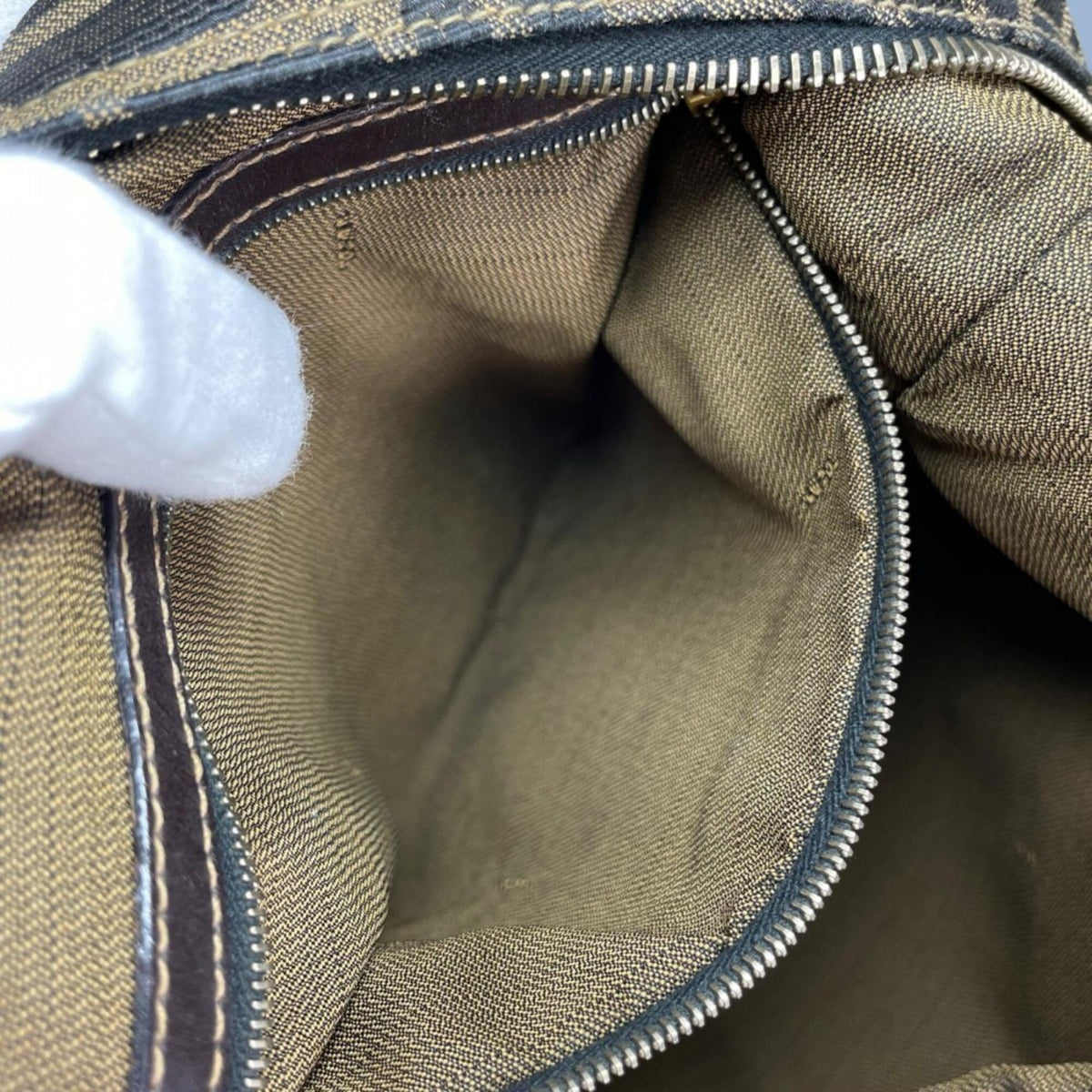 Fendi Zucca Brown Canvas Shoulder Bag (Pre-Owned)