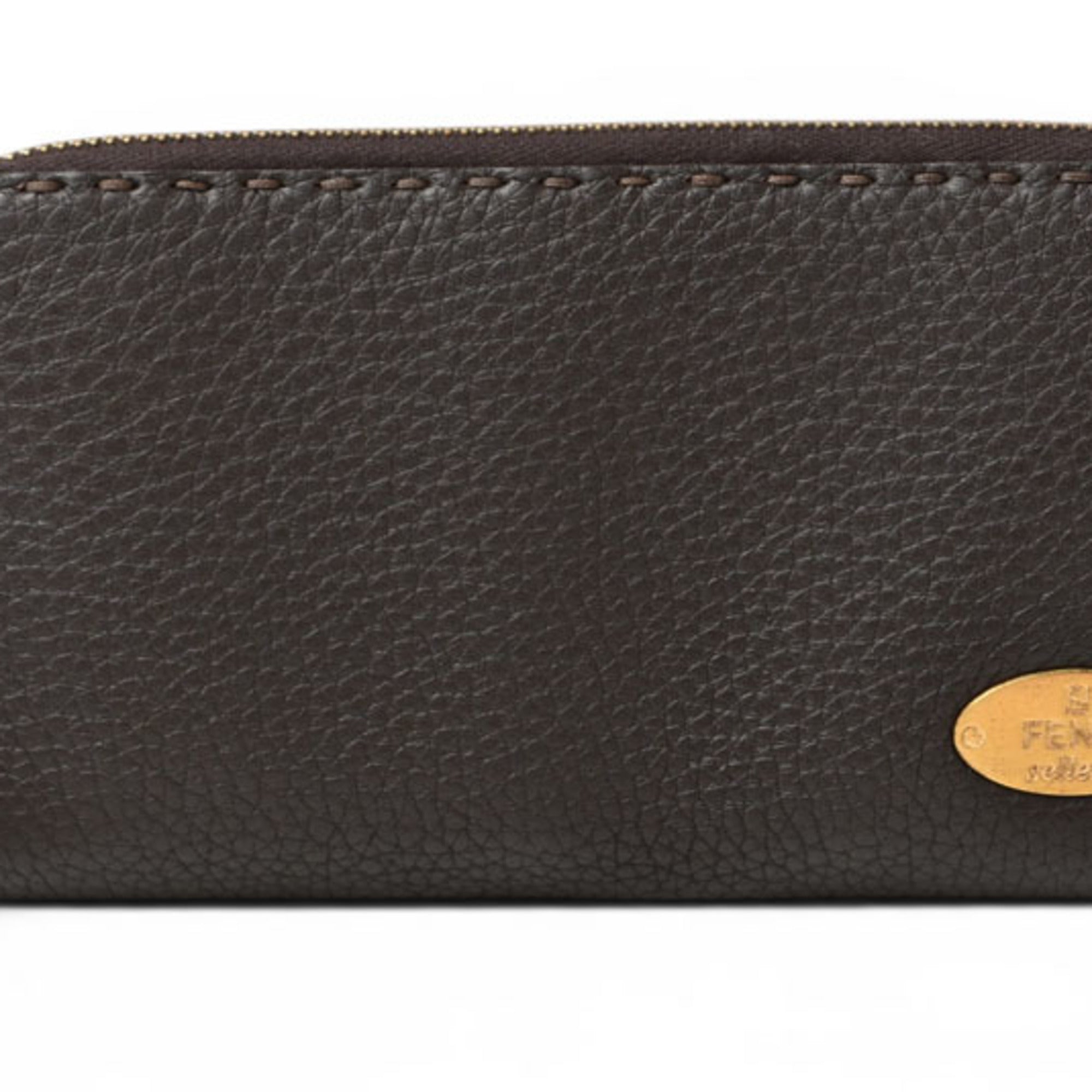 Fendi Dark Brown Leather Coin Purse/Coin Case (Pre-Owned)