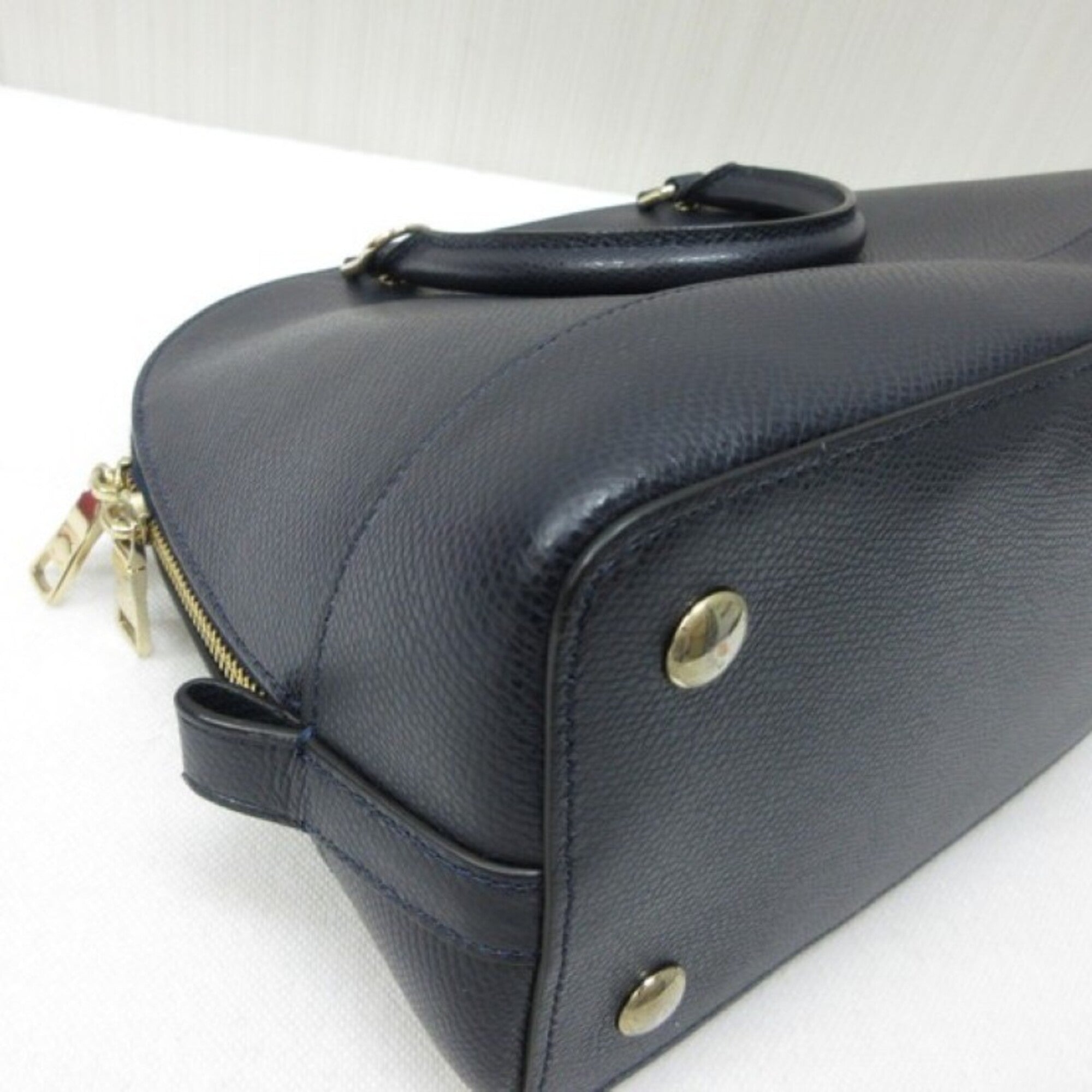 Coach Navy Leather Handbag Shoulder Bag Tote Bag (Pre-Owned)