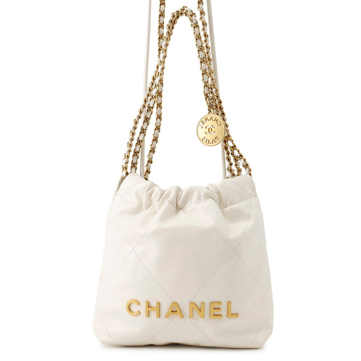 Chanel White Leather Handbag Shoulder Bag (Pre-Owned)