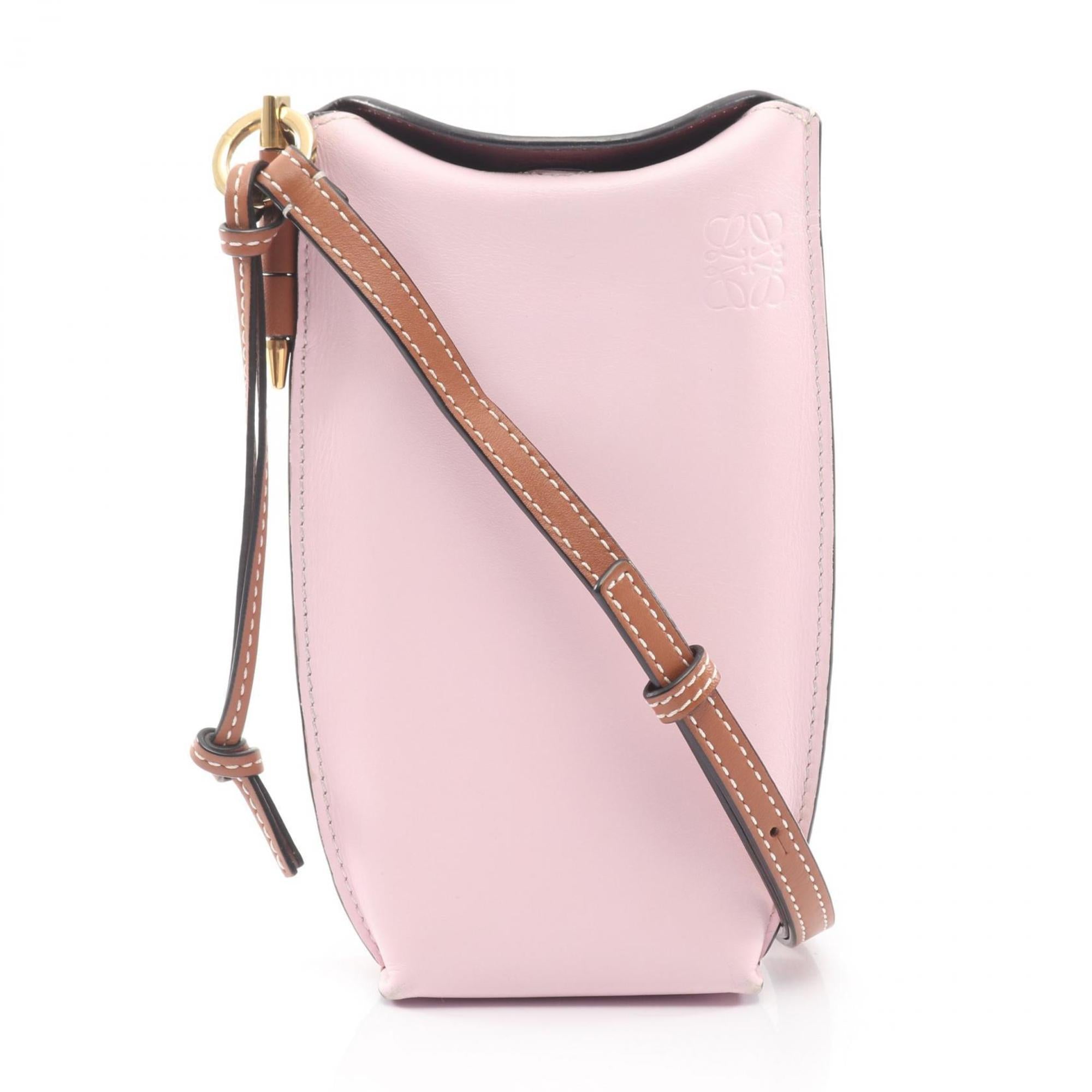 Loewe Pink Red Color Leather Handbag Shoulder Bag (Pre-Owned)