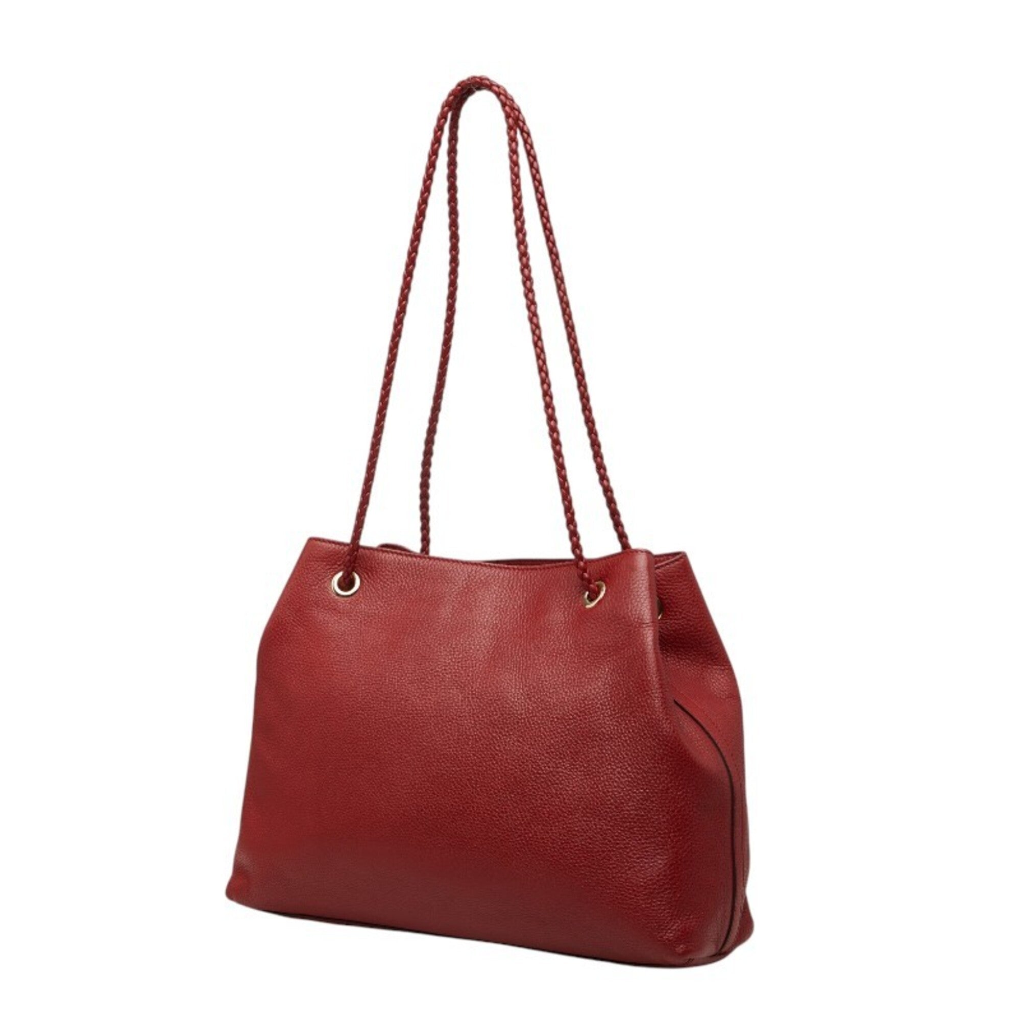 Gucci Red Color Leather Shoulder Bag Tote Bag (Pre-Owned)