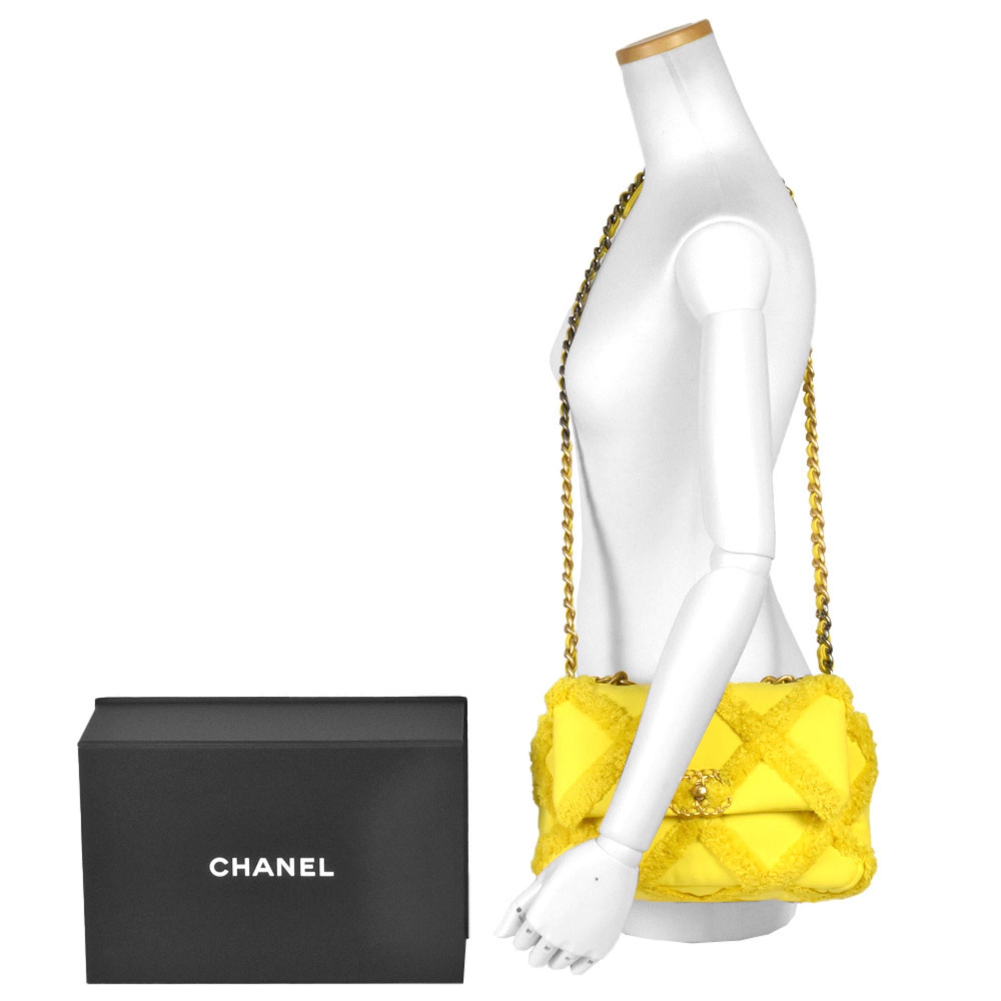 Chanel Yellow Canvas Leather Shoulder Bag (Pre-Owned)