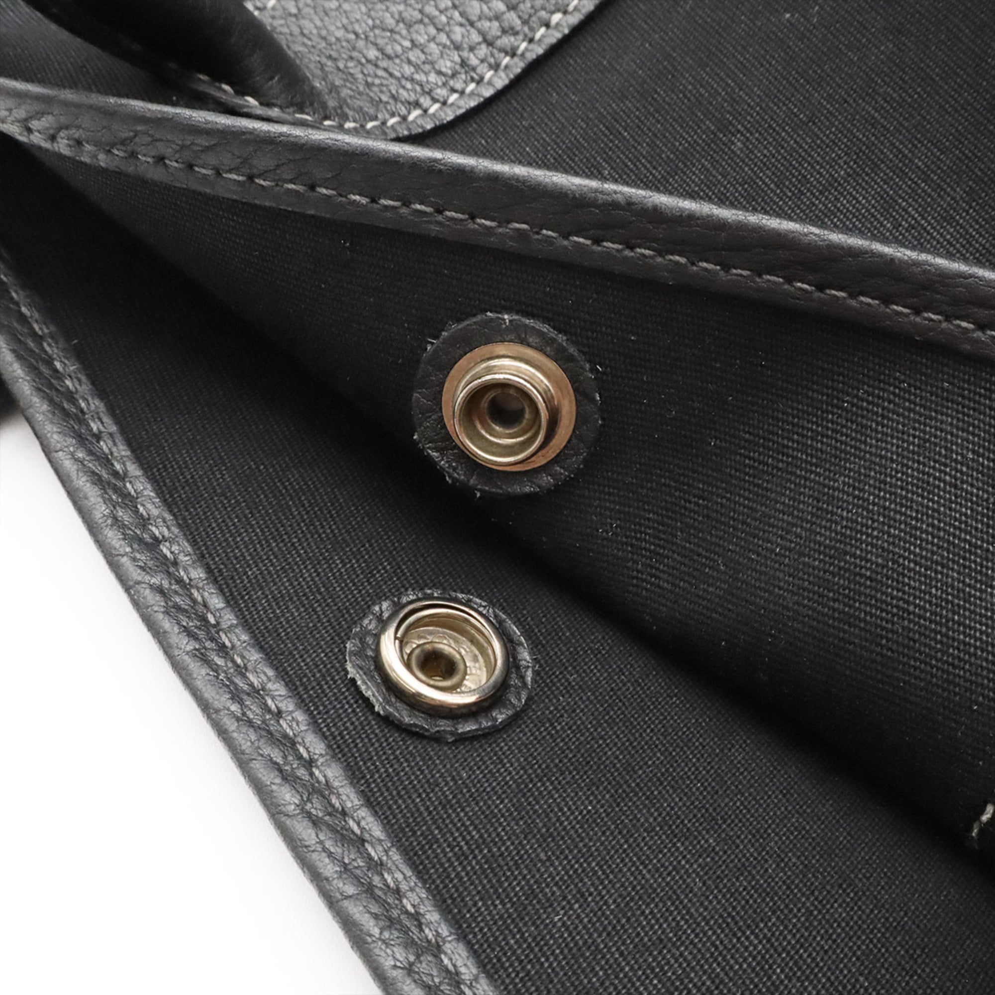 Hermes Black Toile Officier Shoulder Bag Tote Bag (Pre-Owned)