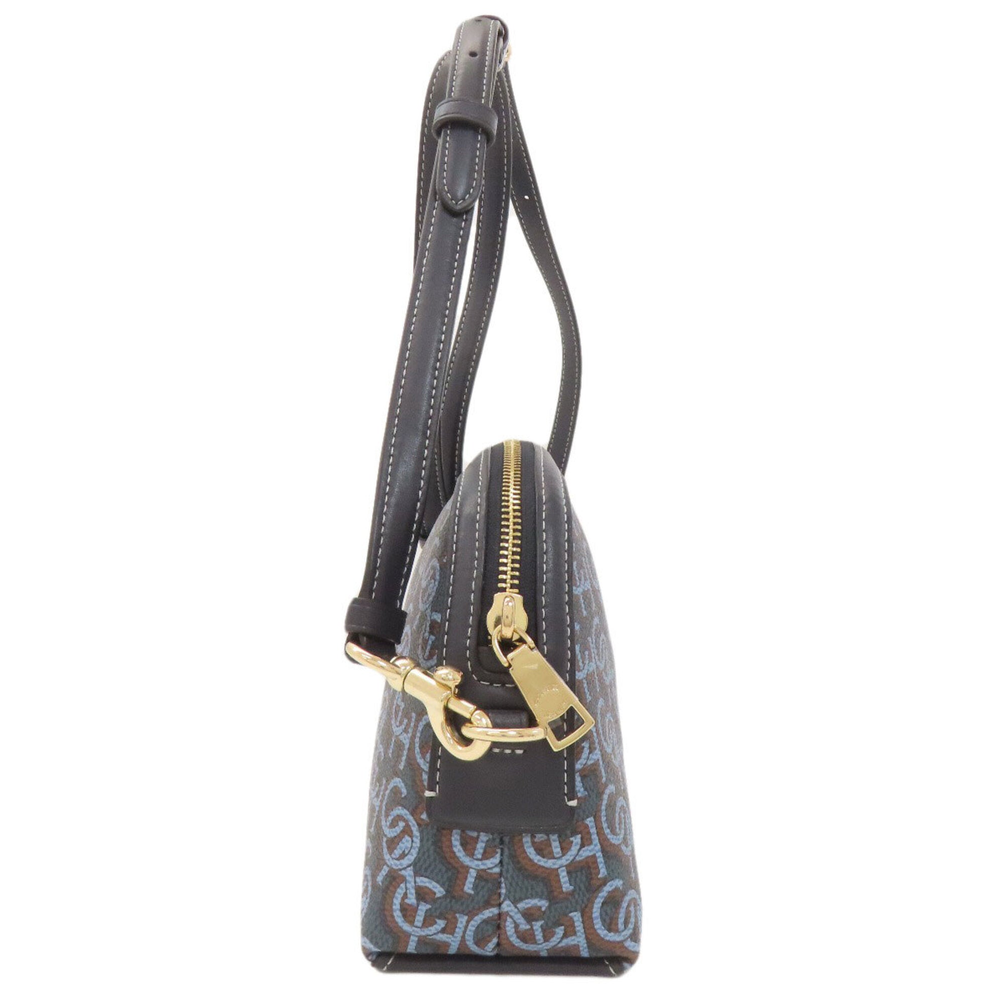Coach Signature Black Blue Pvc Shoulder Bag (Pre-Owned)