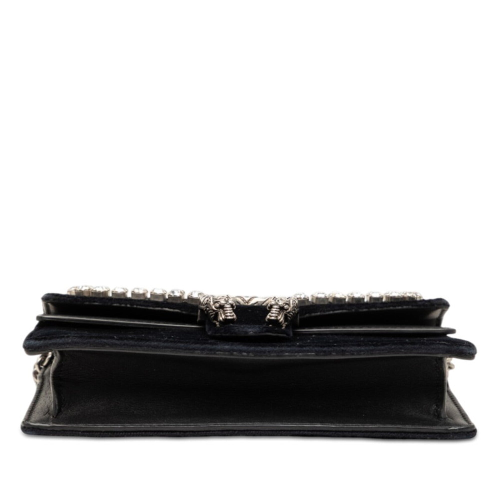 Gucci Black Leather Rhinestone Shoulder Bag (Pre-Owned)