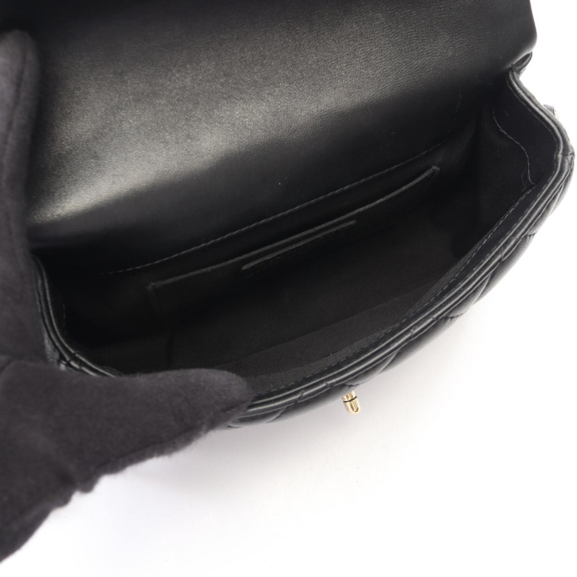 Chanel Black Leather Handbag Shoulder Bag (Pre-Owned)