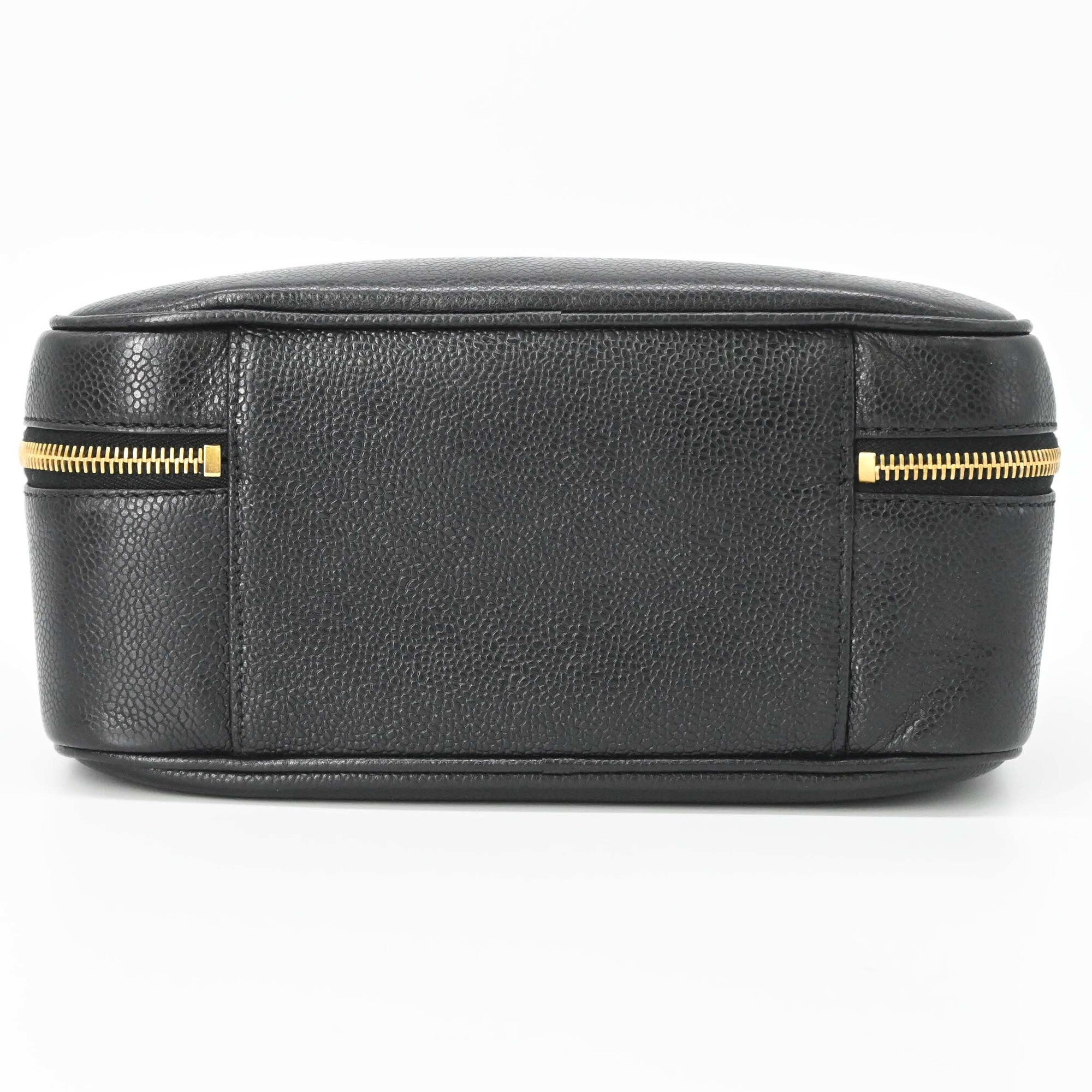 Chanel Black Leather Handbag Vanity Bag (Pre-Owned)