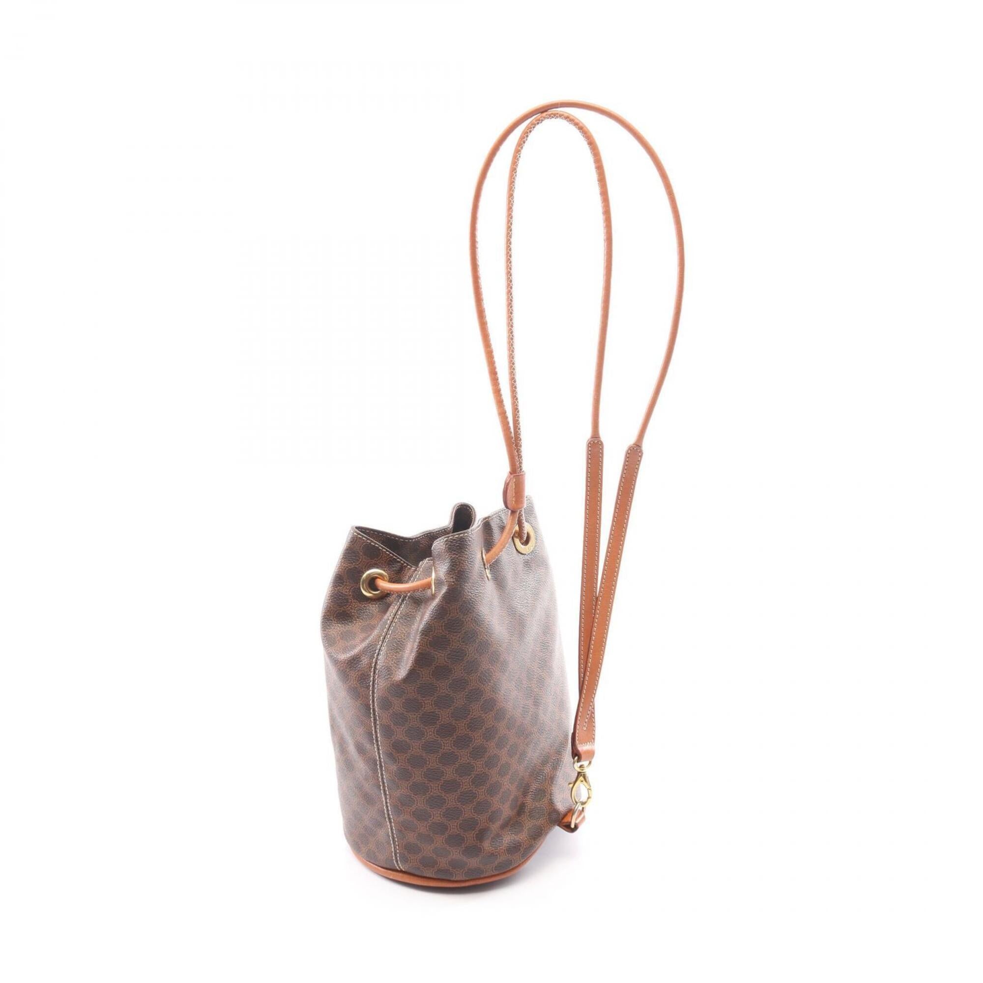 Celine Macadam Brown Coated Canvas Backpack Handbag (Pre-Owned)