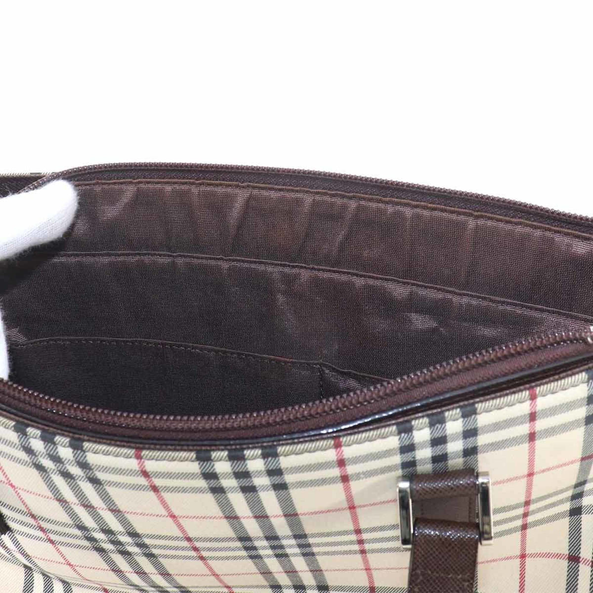 Burberry Beige Brown Canvas Leather Handbag (Pre-Owned)
