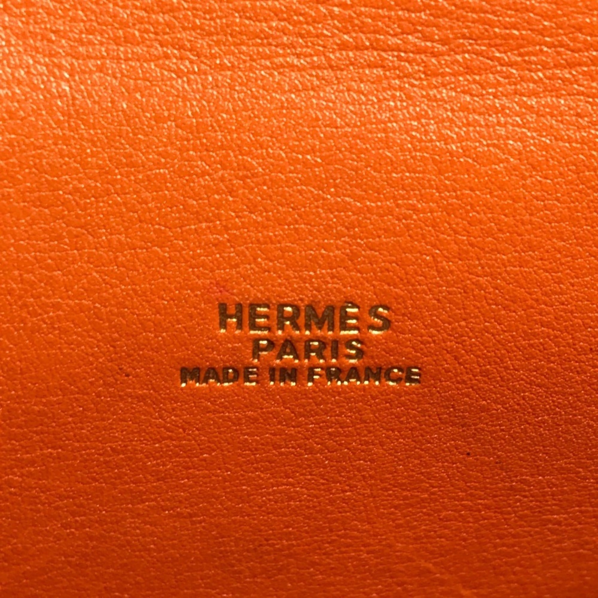 Hermes Orange Leather Pochette Shoulder Bag (Pre-Owned)