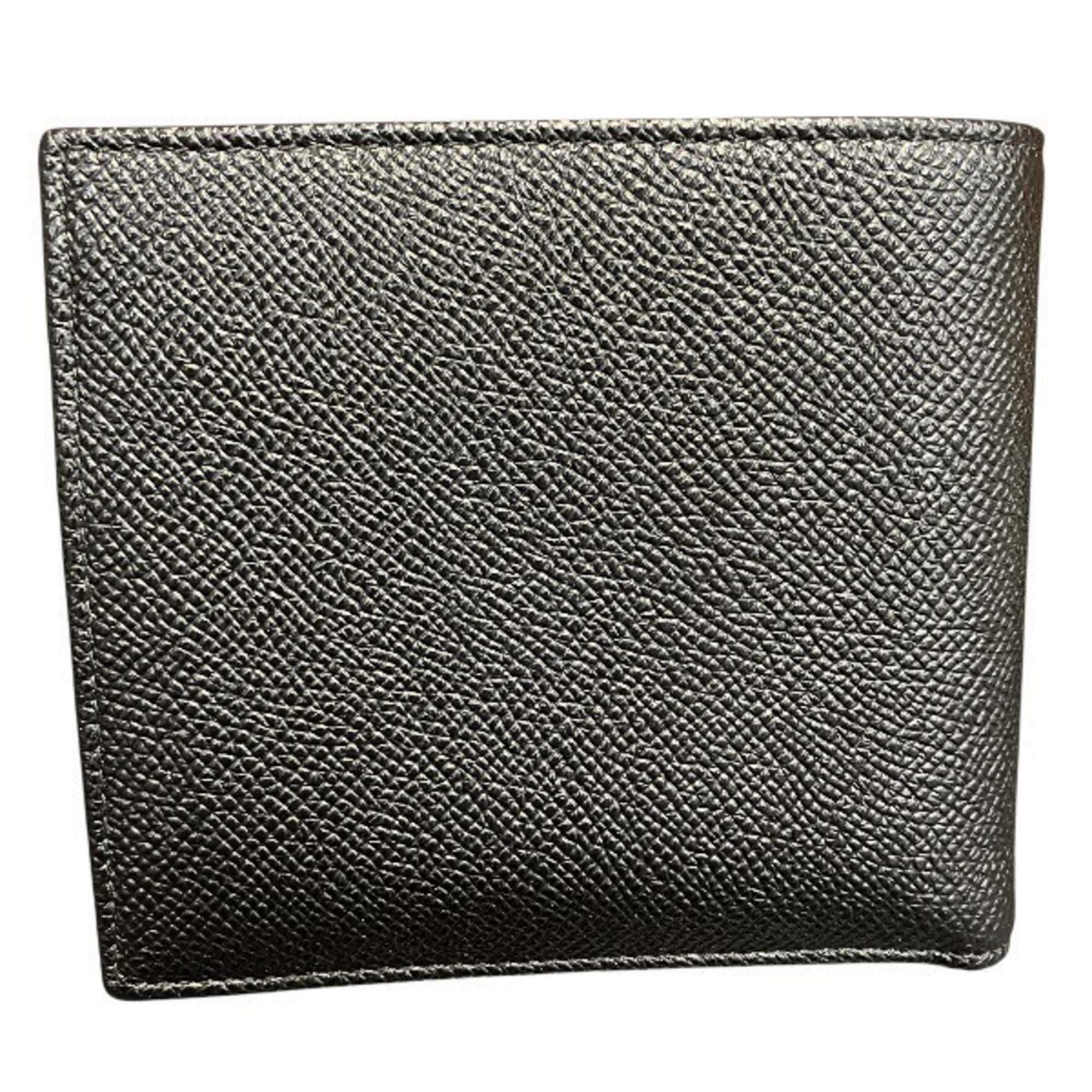 Bvlgari Black Blue Leather Coin Purse/Coin Case (Pre-Owned)