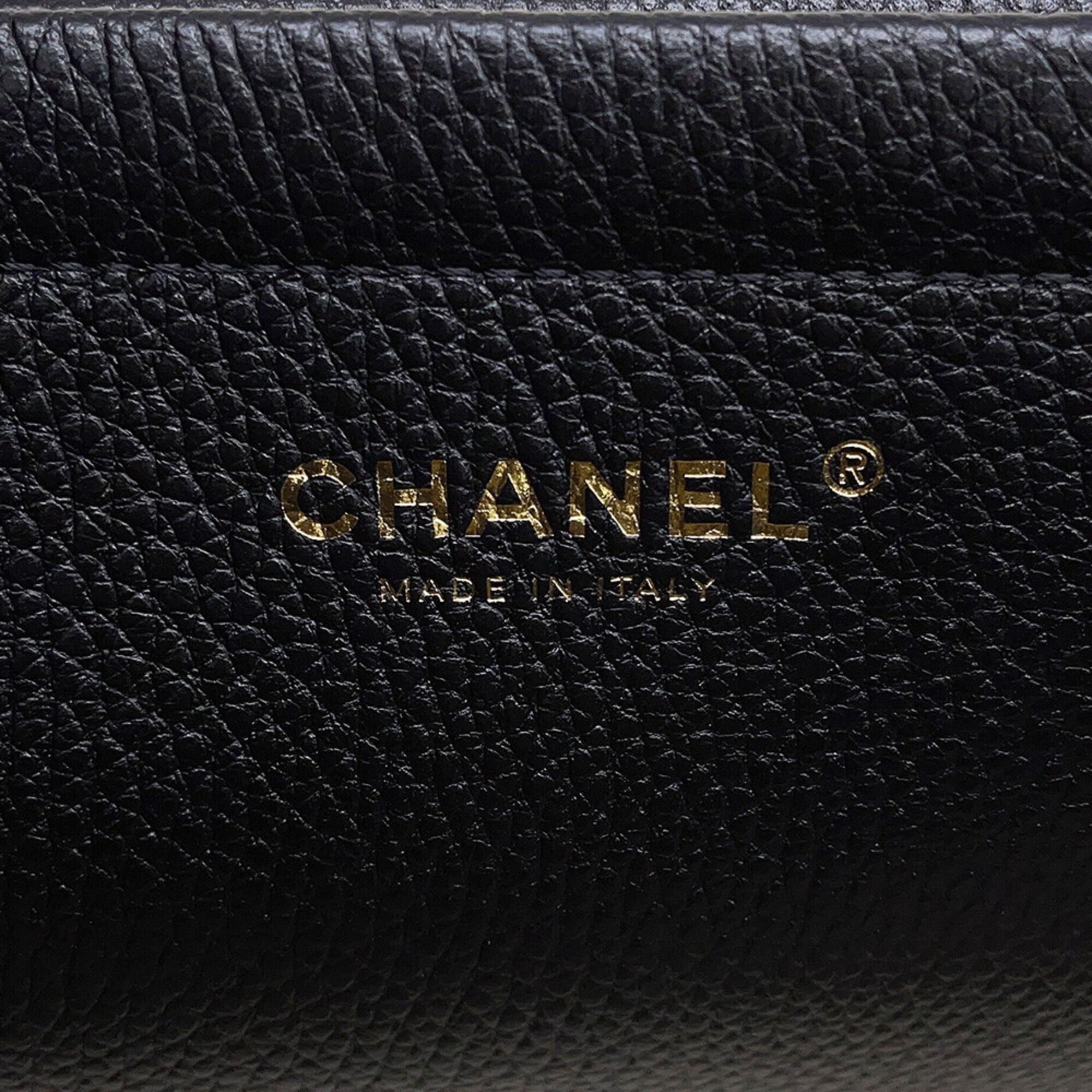 Chanel Black Tweed Leather Handbag Shoulder Bag (Pre-Owned)