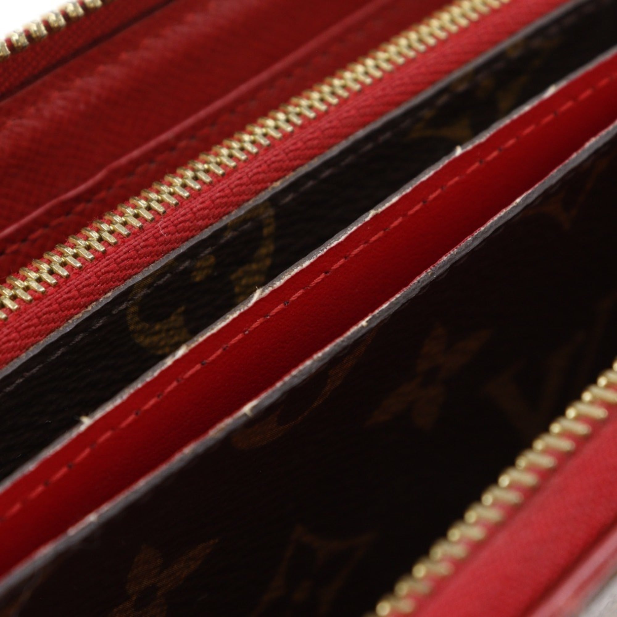 Louis Vuitton Monogram Brown Cerise Red Color Monogram Long Wallet (Bi-Fold) (Pre-Owned)