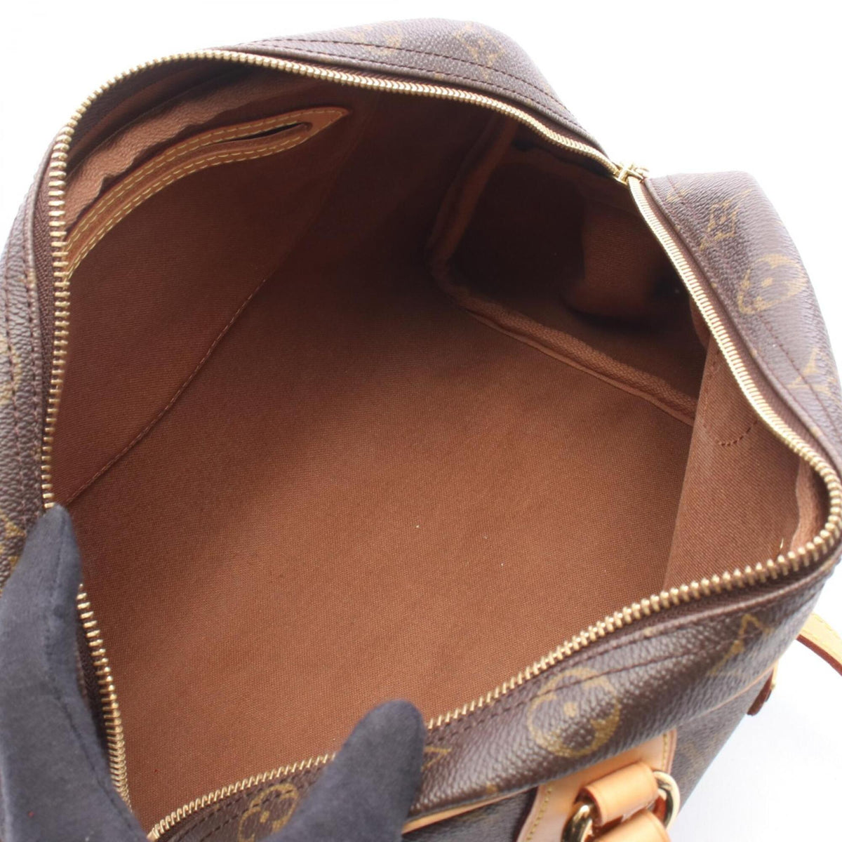 Louis Vuitton Brown Coated Canvas Leather Handbag Shoulder Bag (Pre-Owned)