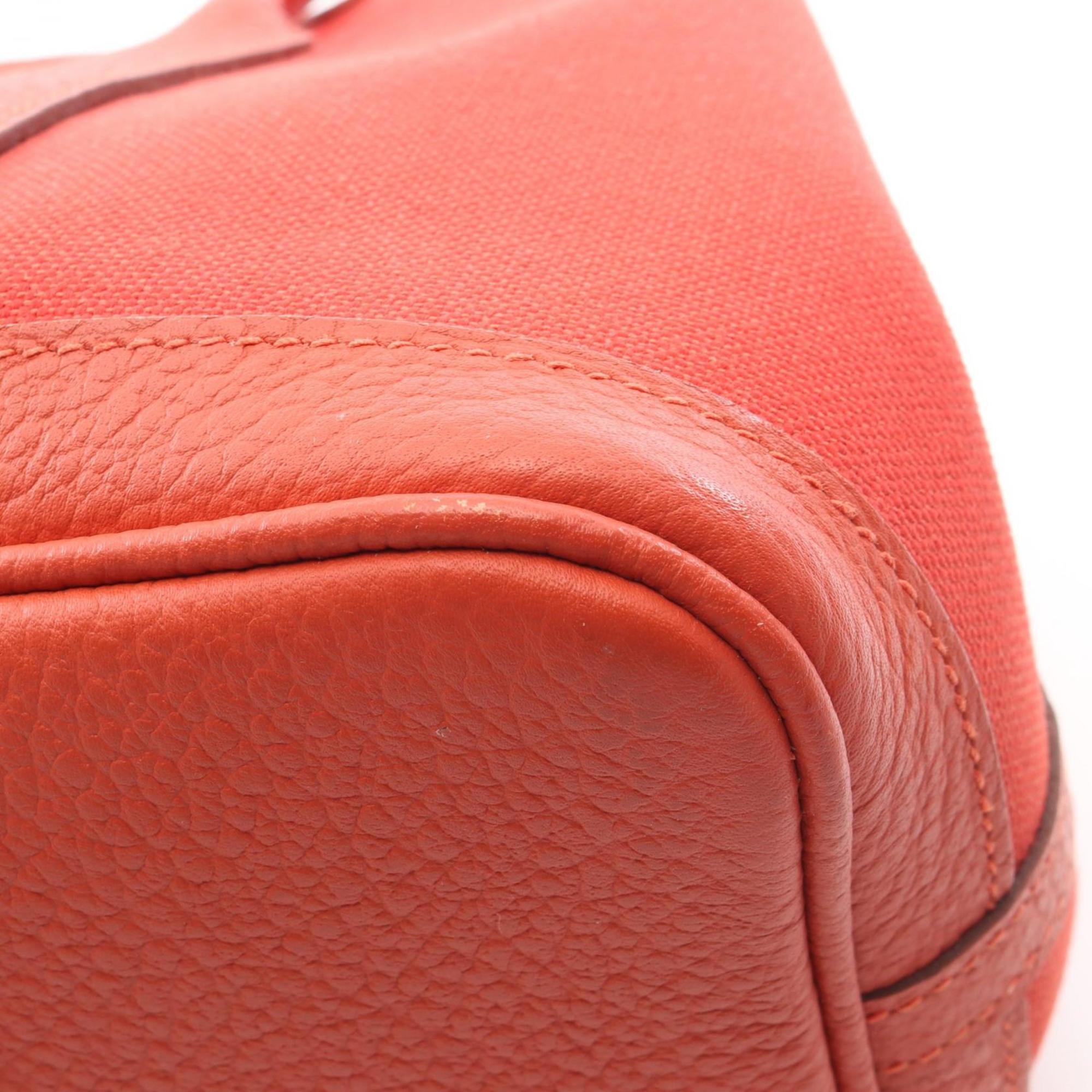 Hermes Red Color Canvas Handbag Tote Bag (Pre-Owned)