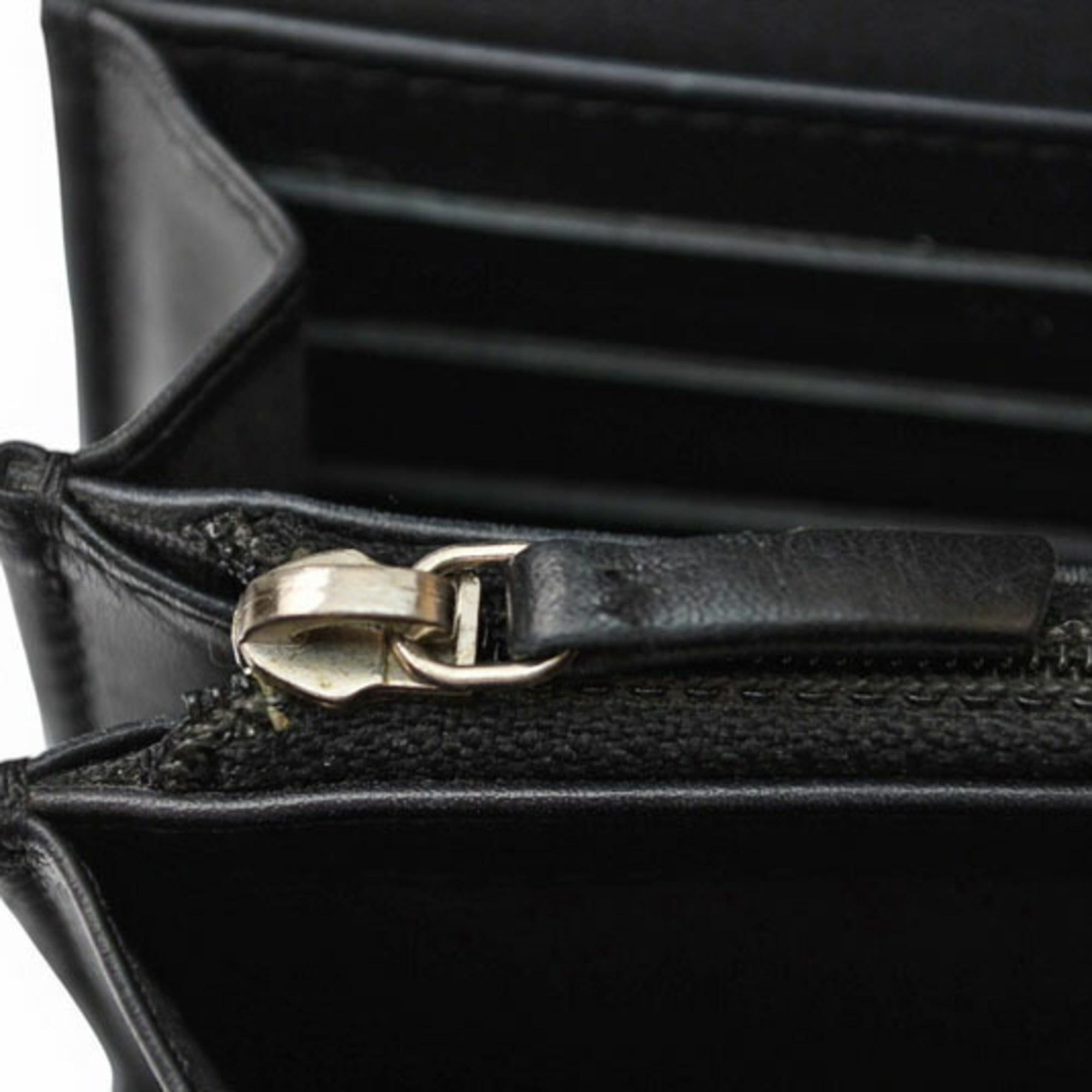 Chanel Black Leather Long Wallet (Bi-Fold) (Pre-Owned)