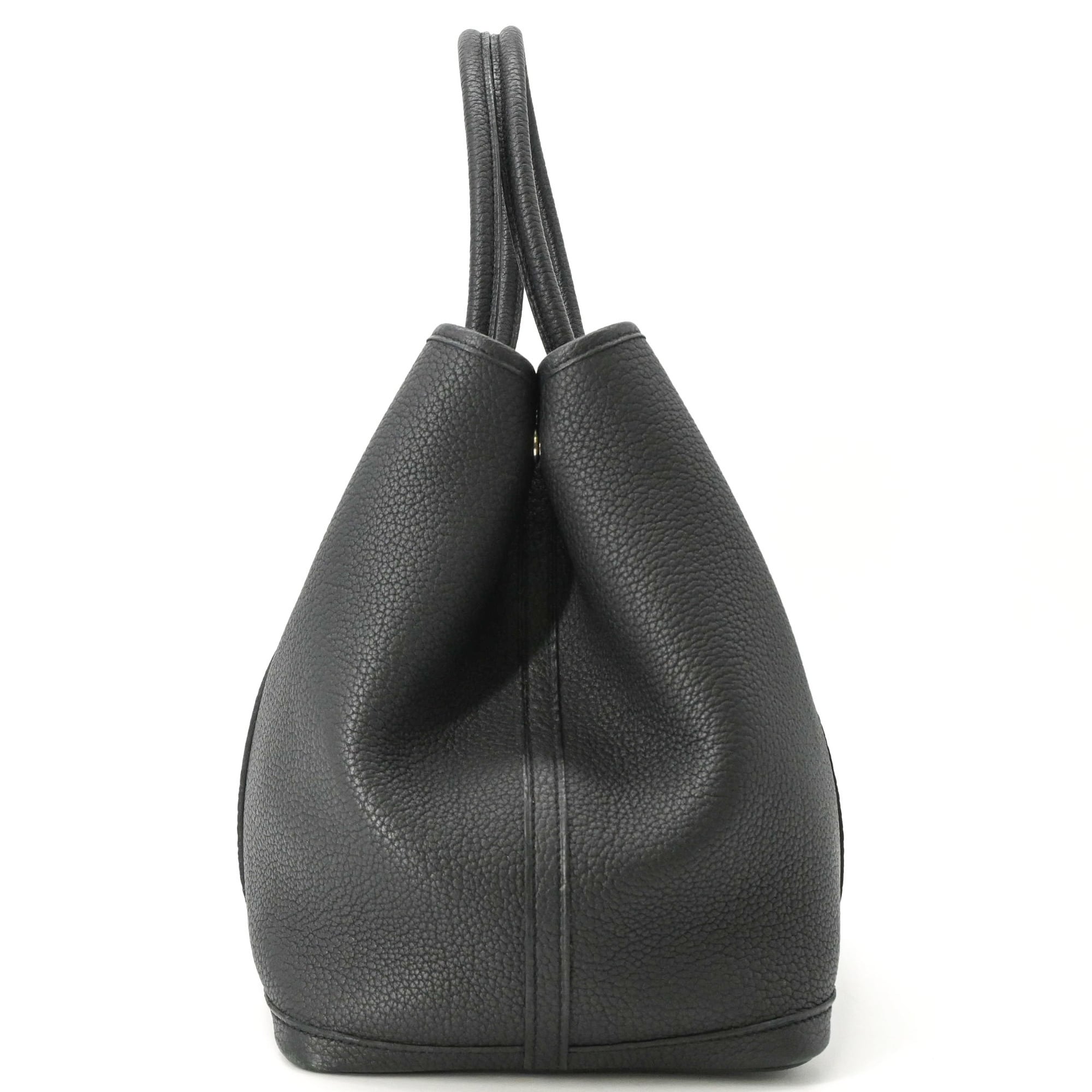 Hermes Garden Black Negonda Leather Handbag Tote Bag (Pre-Owned)