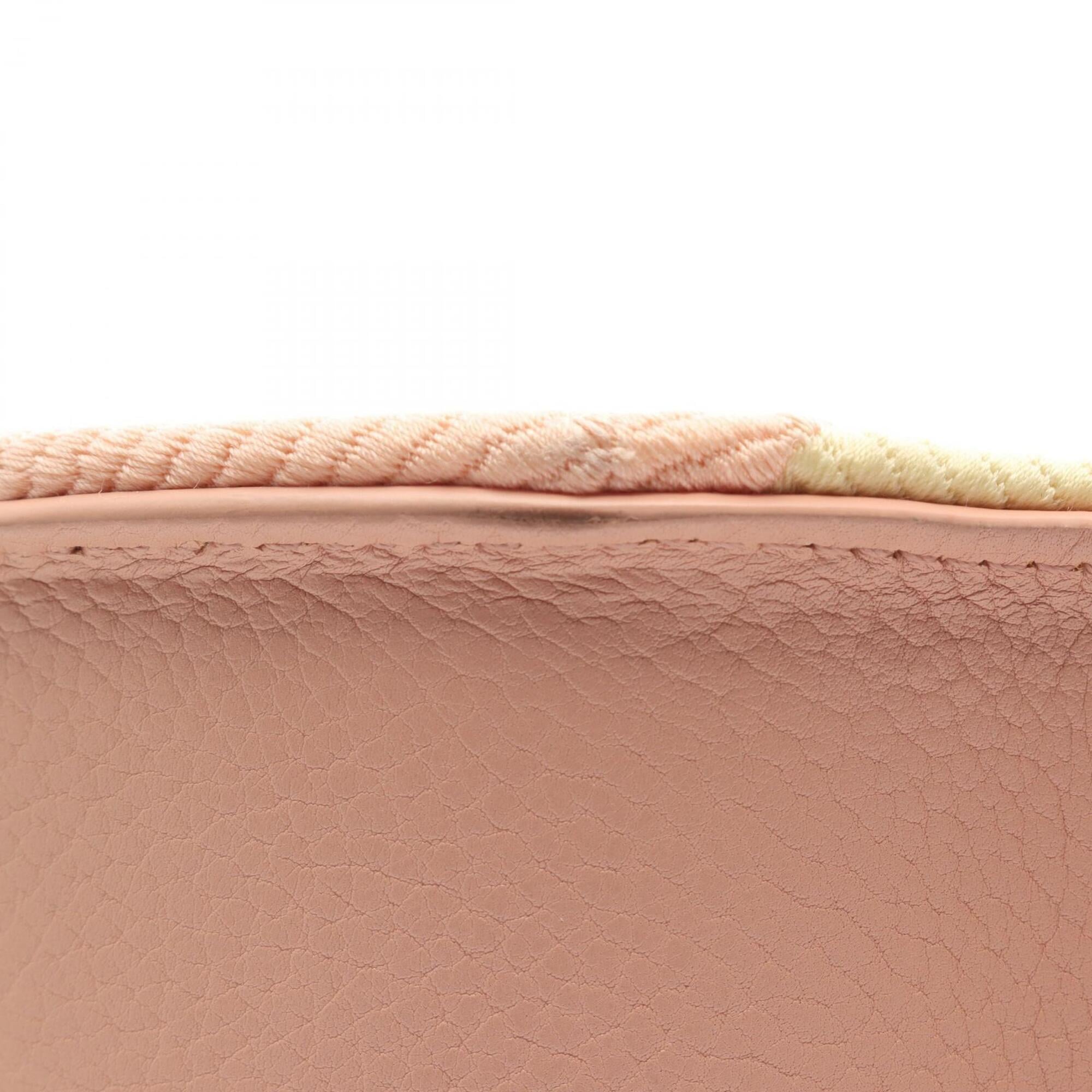 Burberry Pink Yellow Canvas Leather Handbag Shoulder Bag (Pre-Owned)