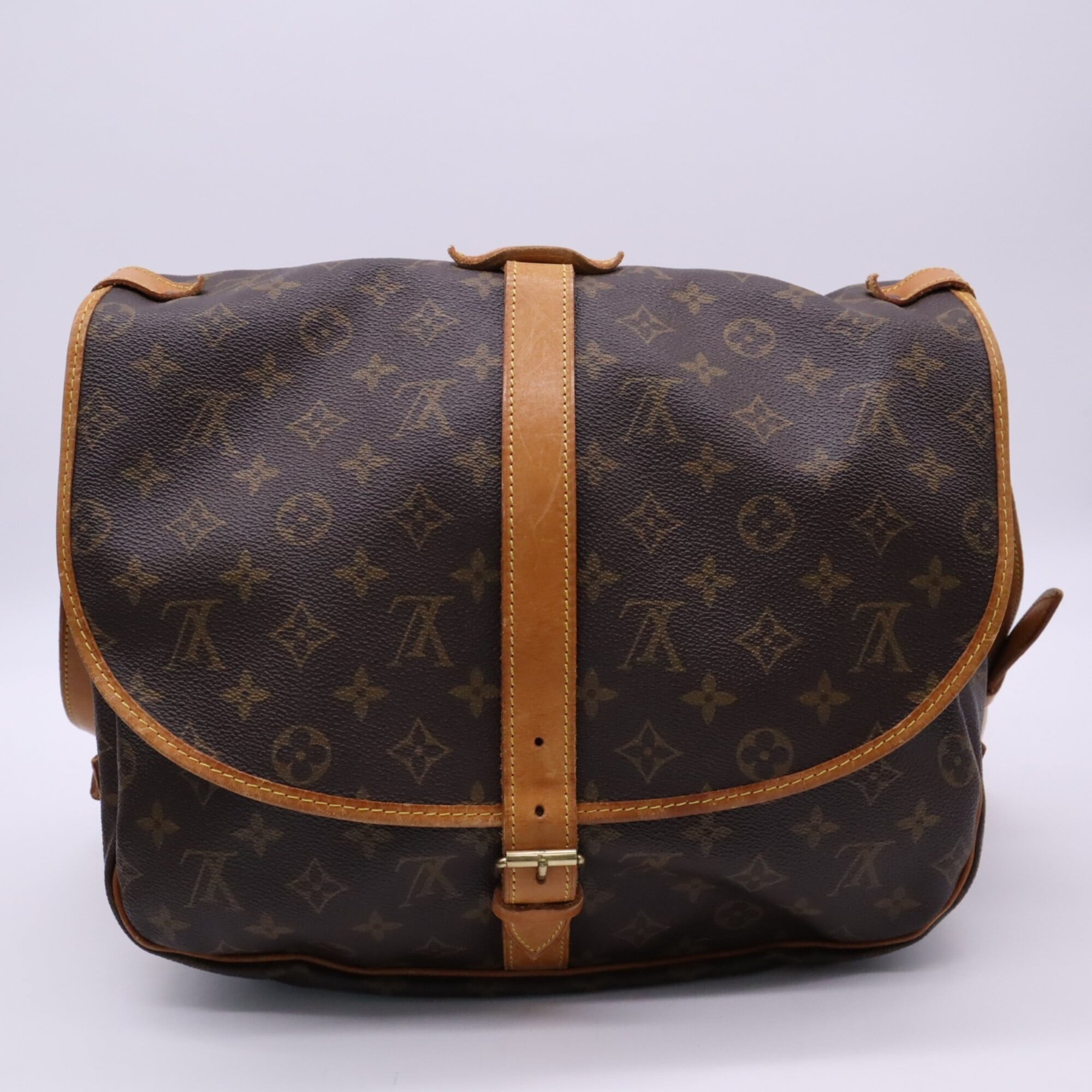 Louis Vuitton Monogram Beige Brown Coated Canvas Leather Shoulder Bag (Pre-Owned)