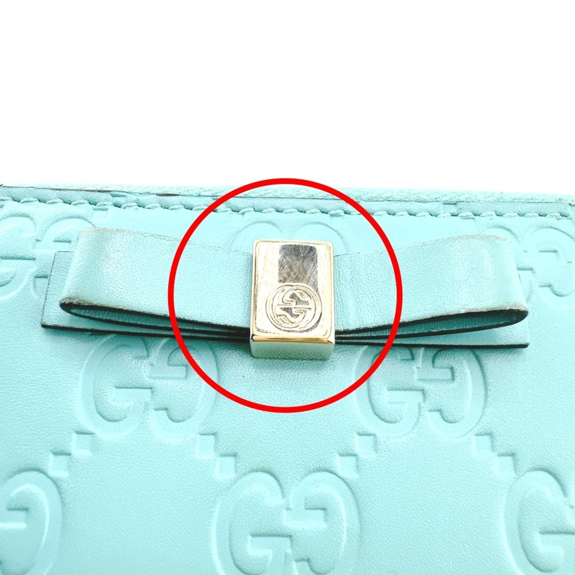 Gucci Blue Light Blue Leather Long Wallet (Bi-Fold) (Pre-Owned)