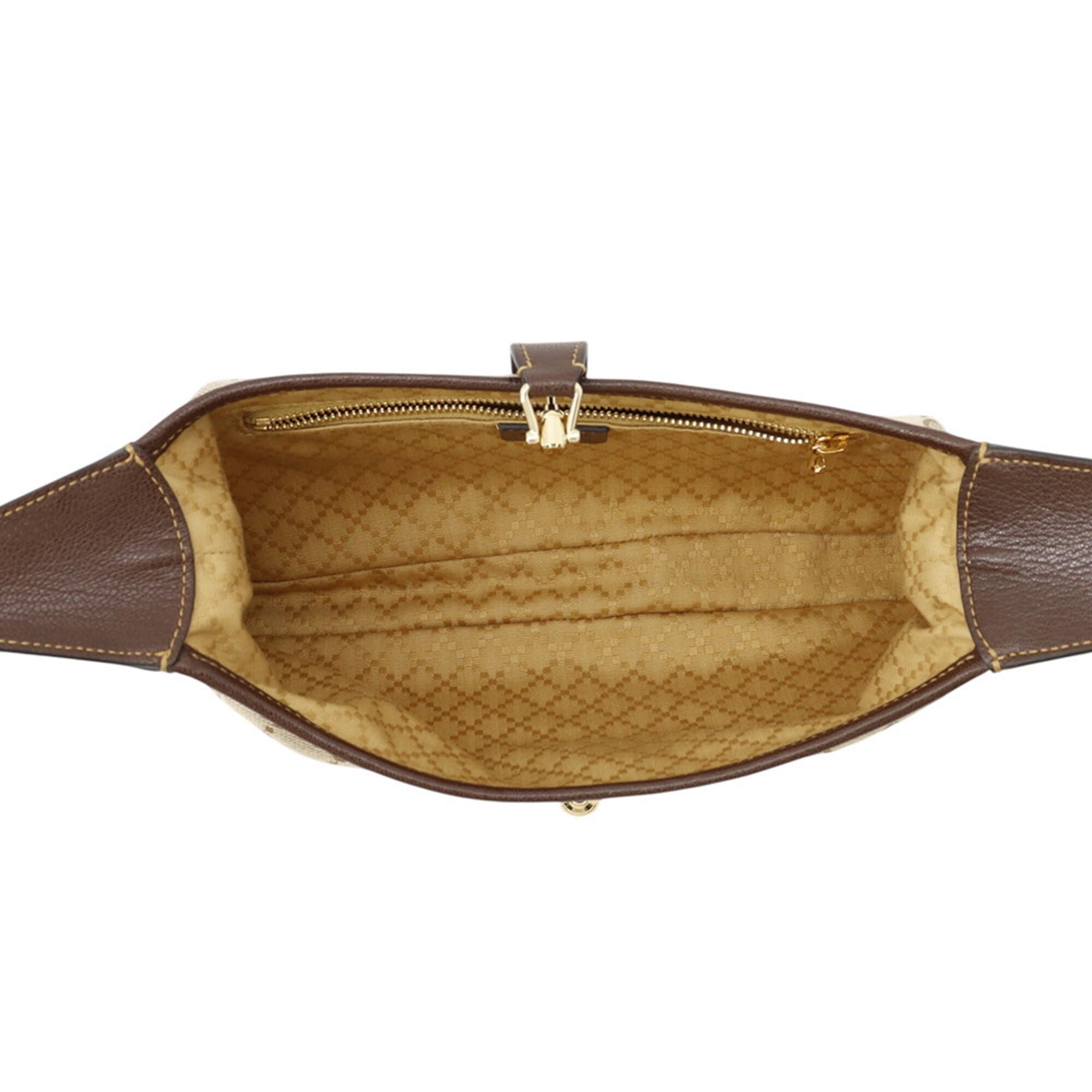 Gucci Brown Gg Canvas Leather Handbag Shoulder Bag (Pre-Owned)