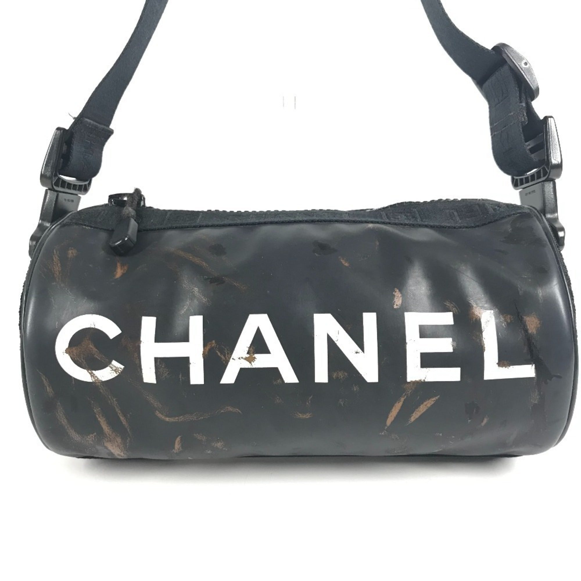 Chanel Black White Nylon Shoulder Bag (Pre-Owned)