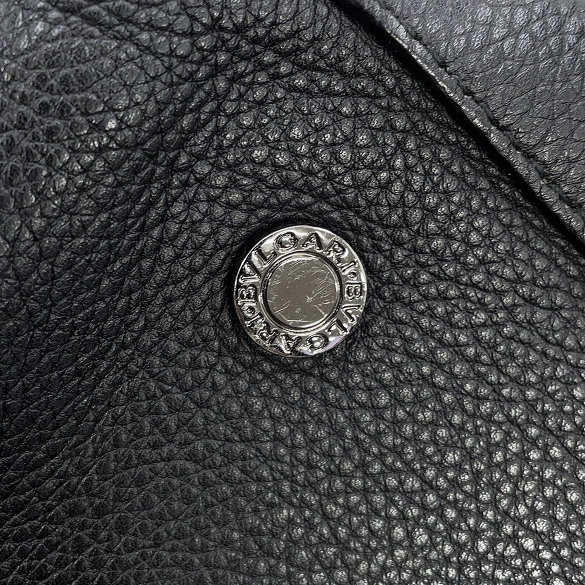 Bvlgari Black Leather Handbag Tote Bag (Pre-Owned)