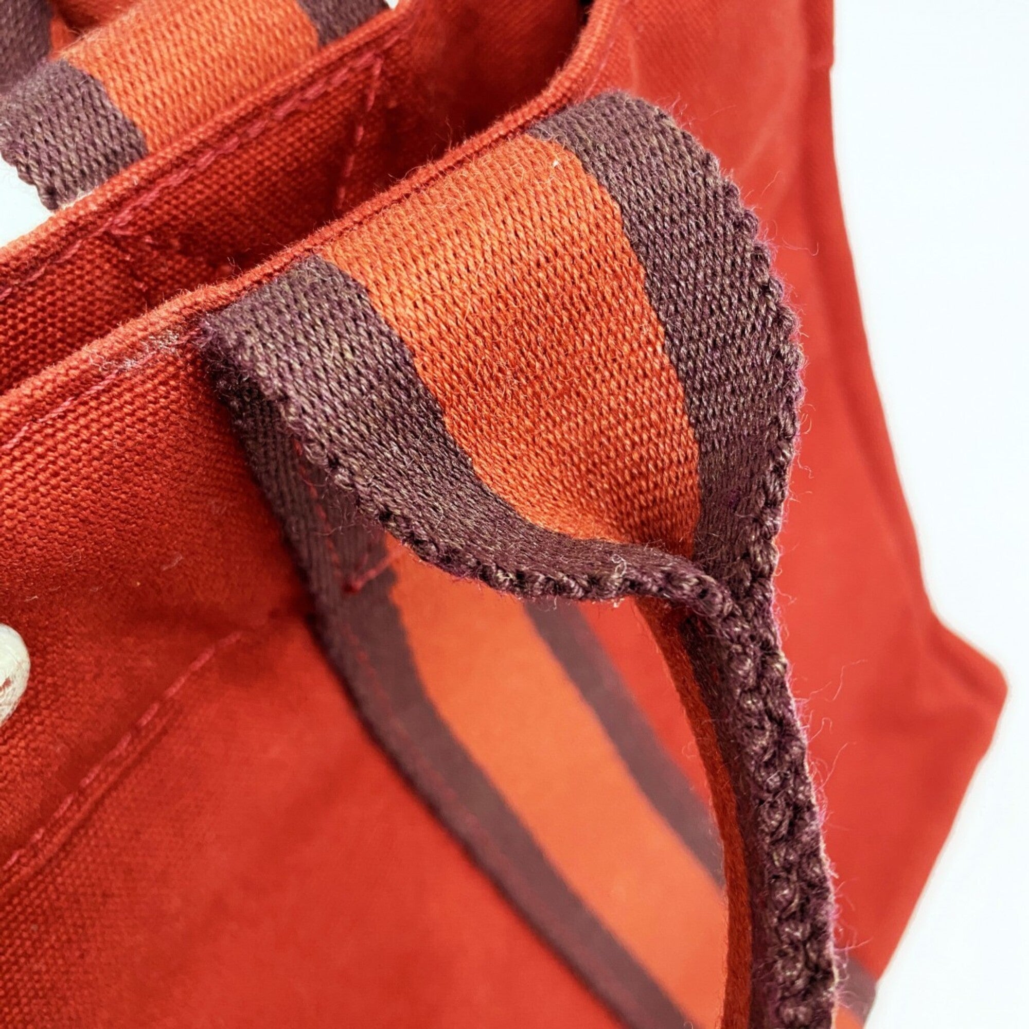 Hermes Red Color Canvas Handbag (Pre-Owned)