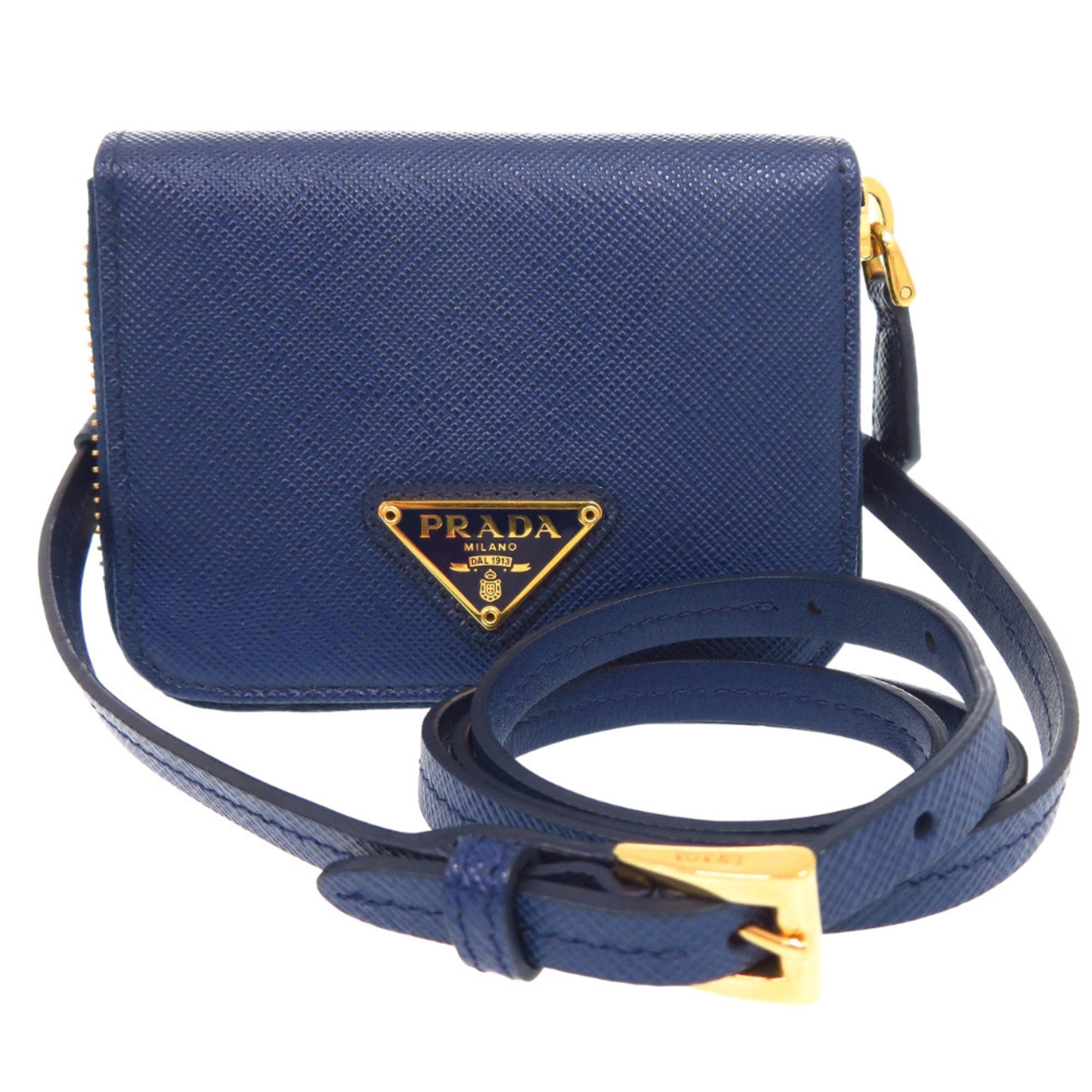 Prada Navy Leather Chain/Shoulder Wallet (Pre-Owned)