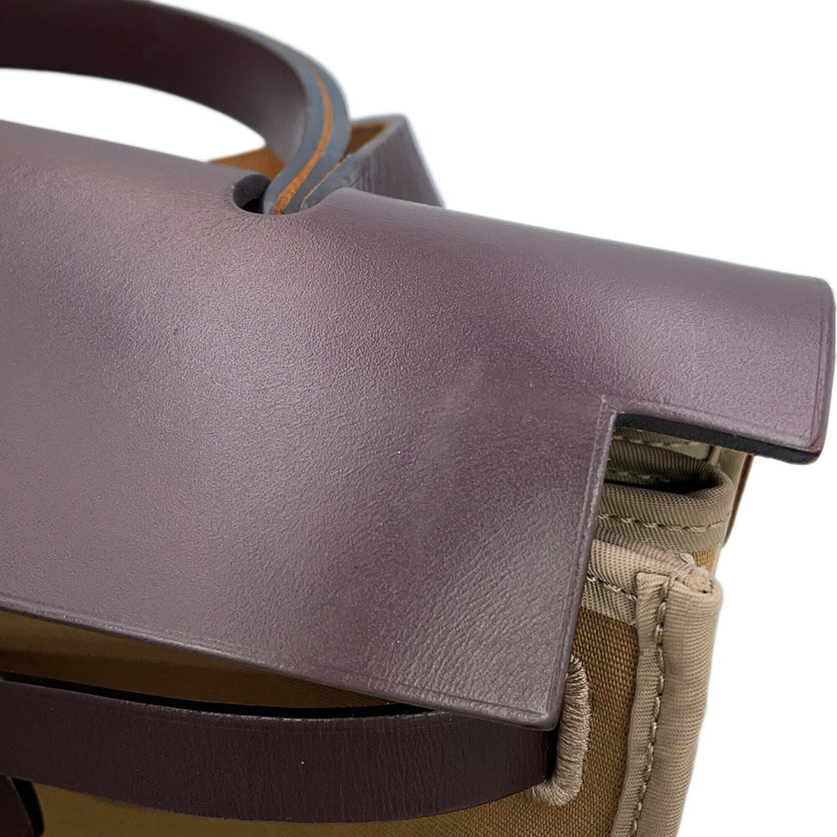 Hermes Ebene Etoupe Gray Toile Officier Vache Leather Handbag (Pre-Owned)