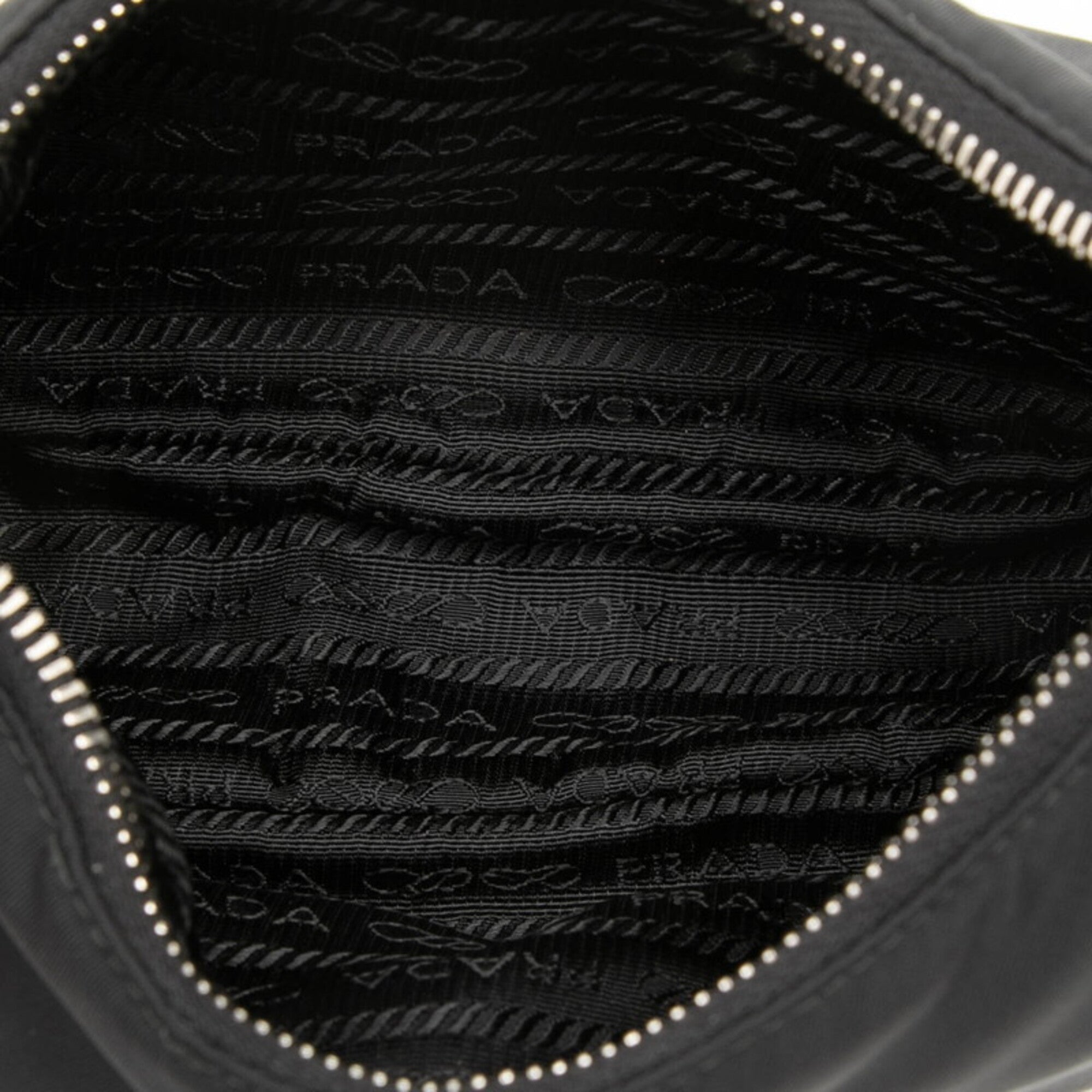Prada Black Nylon Leather Handbag Pouch Shoulder Bag (Pre-Owned)