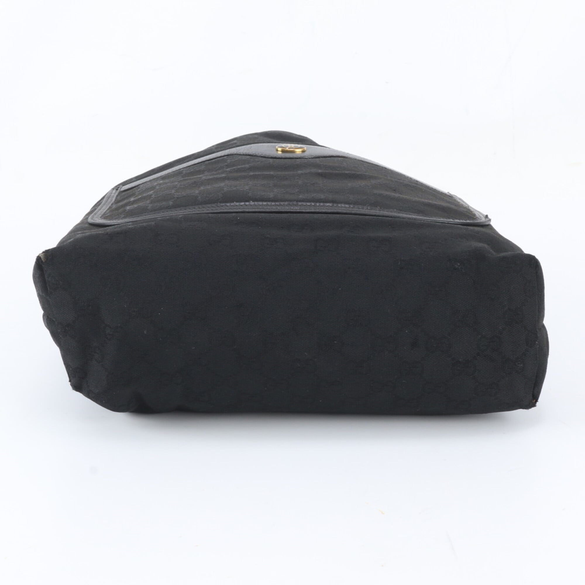 Gucci Gg Canvas Black Gg Canvas Leather Shoulder Bag Tote Bag (Pre-Owned)
