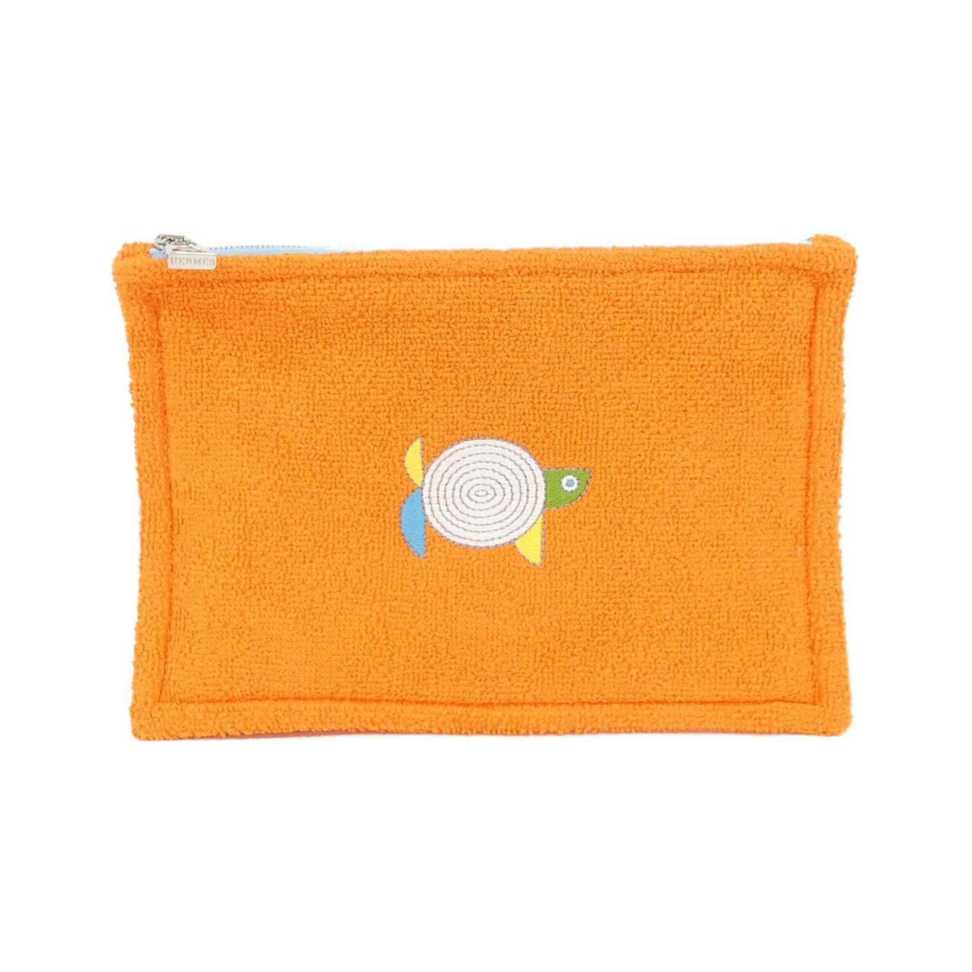 Hermes Orange Pile Fabric Handbag Pouch (Pre-Owned)