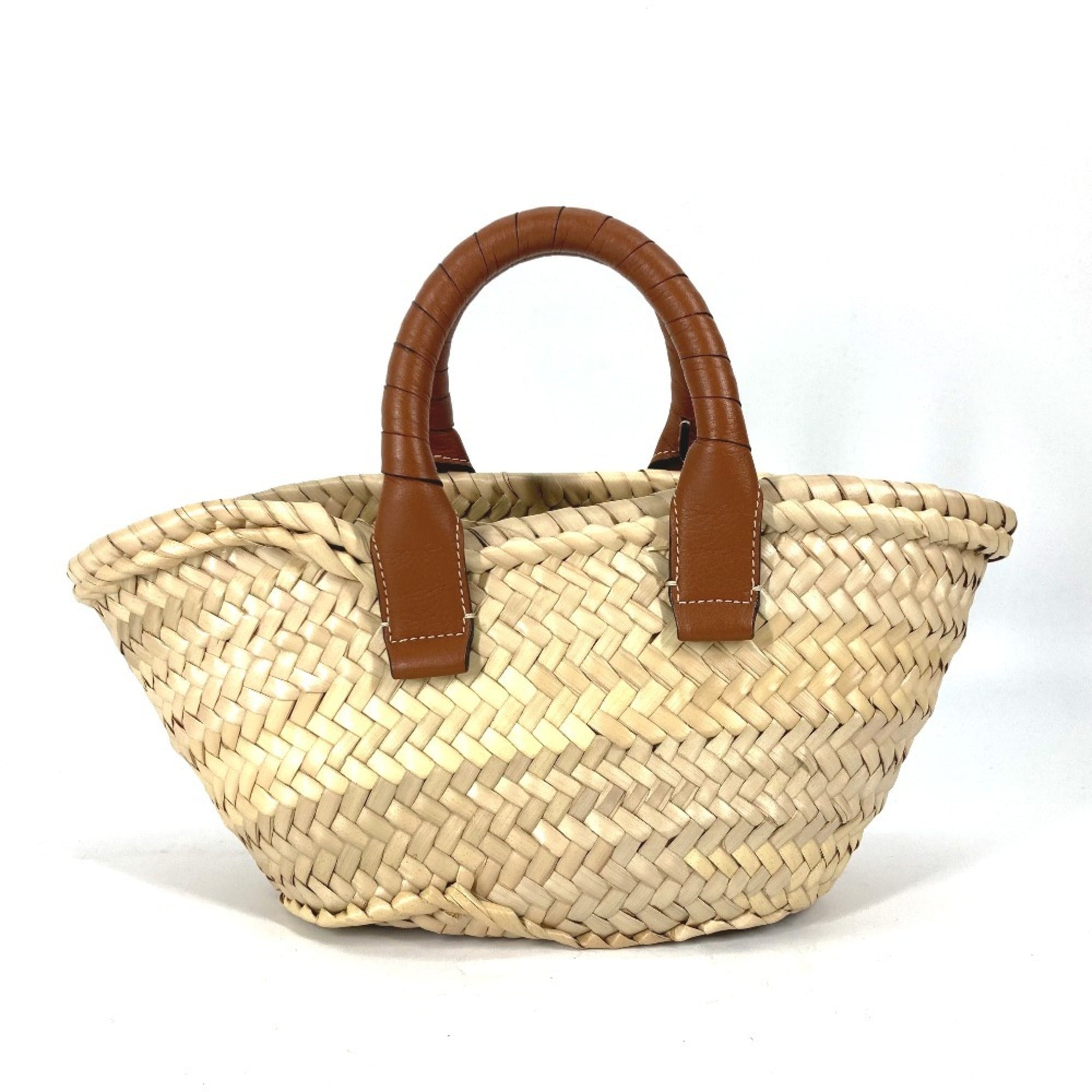 Chloé Beige Brown Straw Leather Handbag Tote Bag (Pre-Owned)