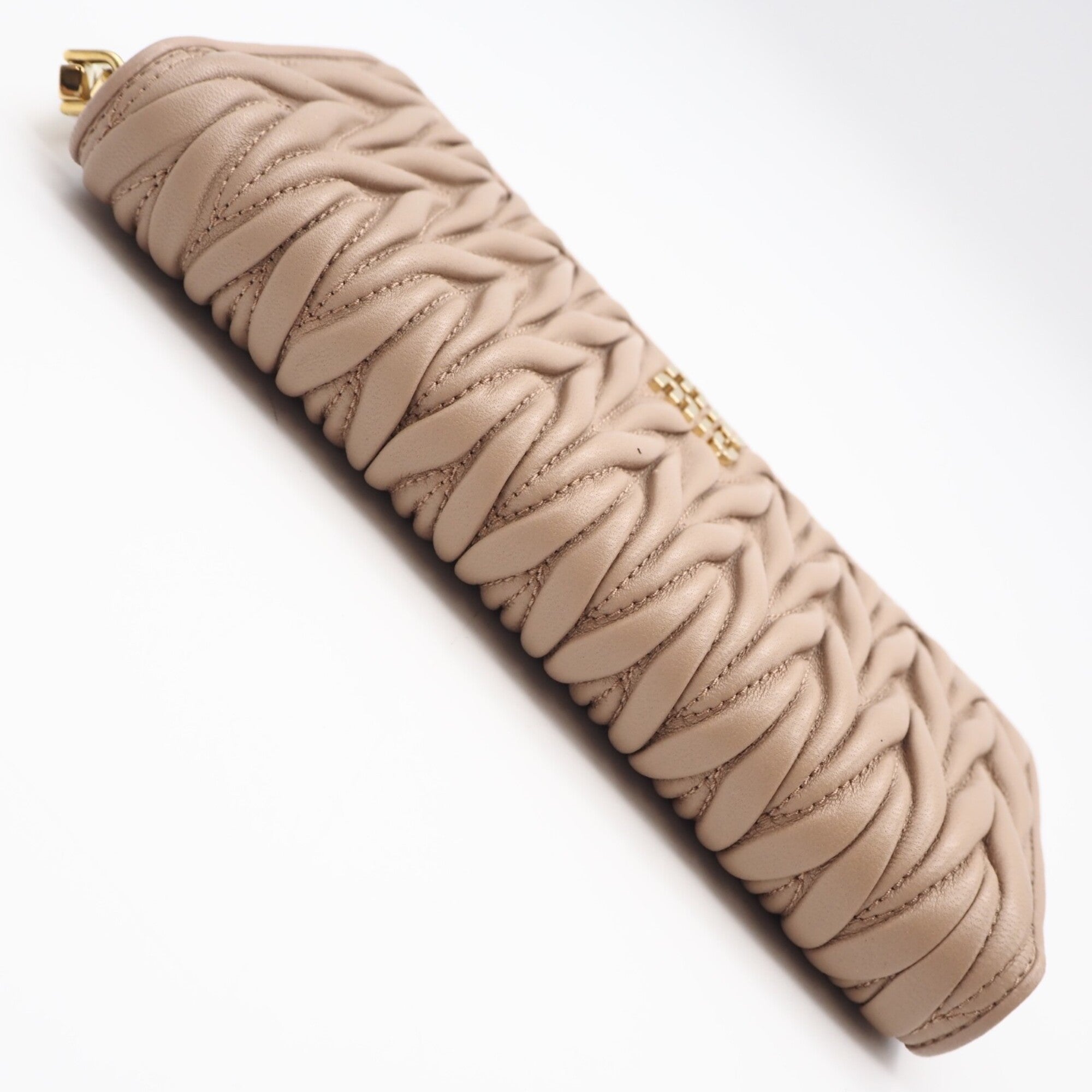 Miu Miu Matelasse Pink Beige Leather Long Wallet (Bi-Fold) (Pre-Owned)