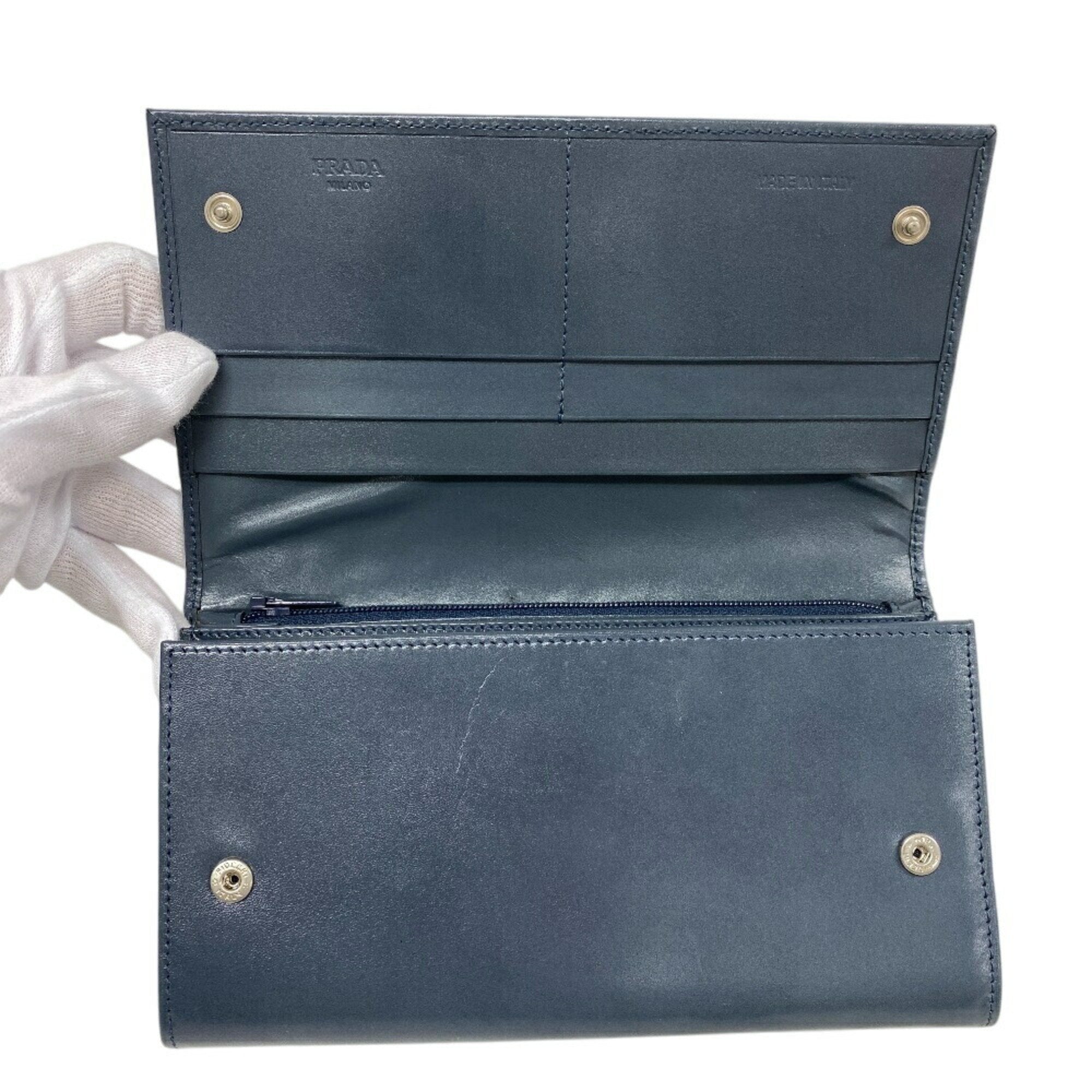 Prada Blue Leather Wallet (Bi-Fold) (Pre-Owned)